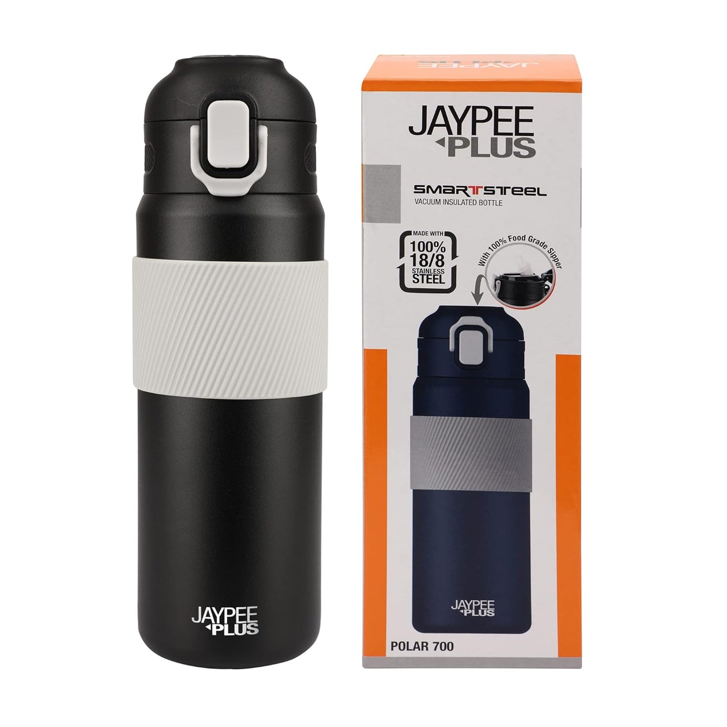 Jaypee Plus Polar 700ml Bottle Black | Stainless Steel, Vacuum Insulated, Leak-Proof Flask