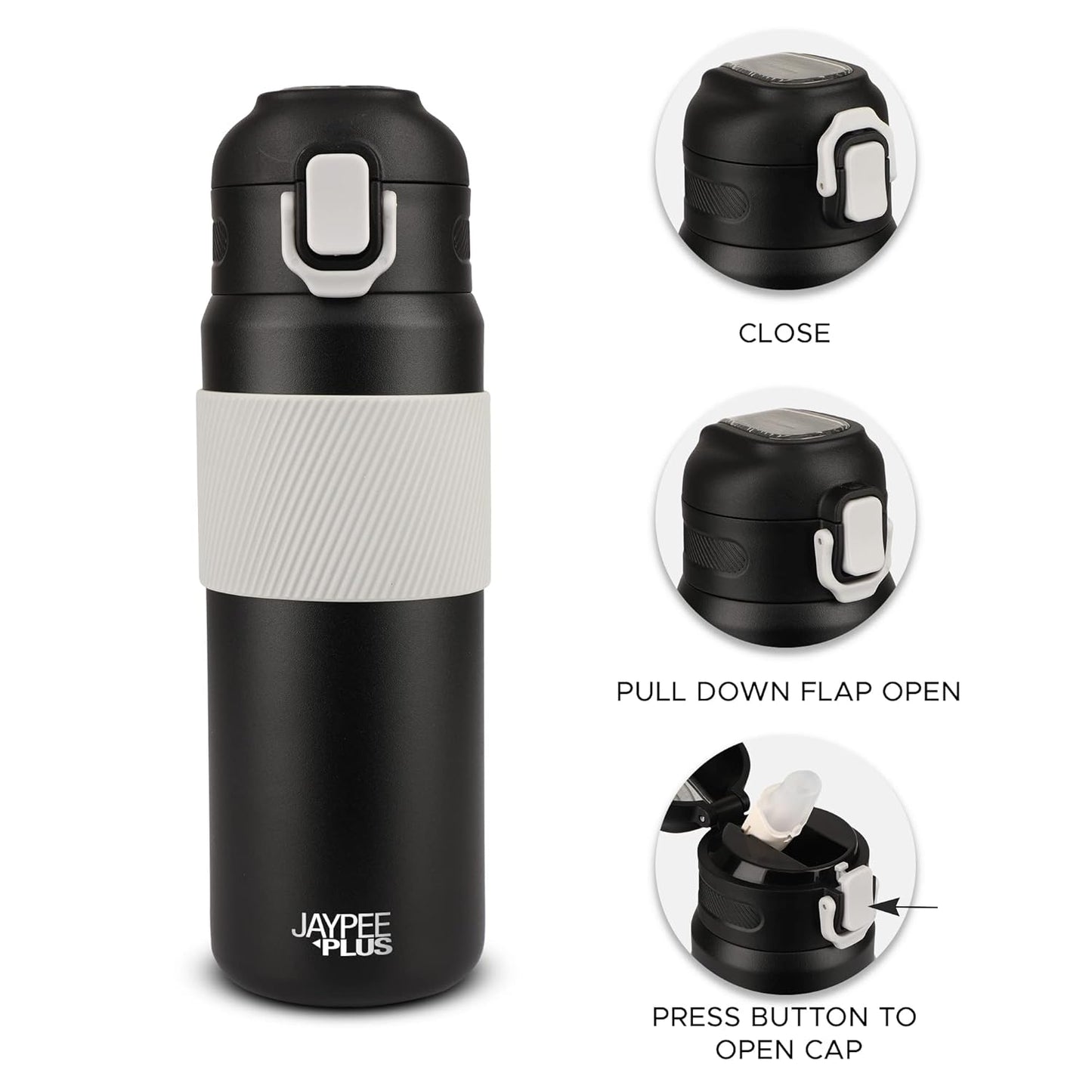 Jaypee Plus Polar 700ml Bottle Black | Stainless Steel, Vacuum Insulated, Leak-Proof Flask