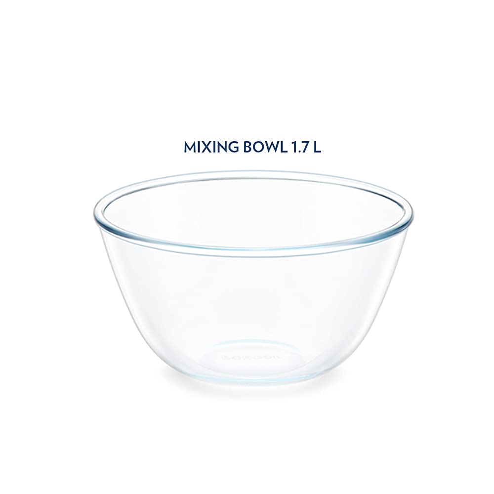 Borosil - Mixing Bowl Microwave Safe Borosilicate Glass 1.7 Ltr Transparent - Ghar Sajawat
