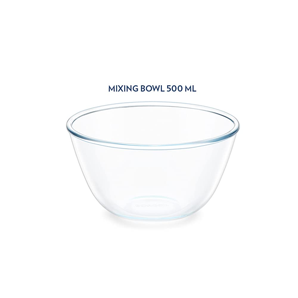 Borosil - Mixing Bowl Microwave Safe Borosilicate Glass 0.5 Ltr Transparent - Ghar Sajawat