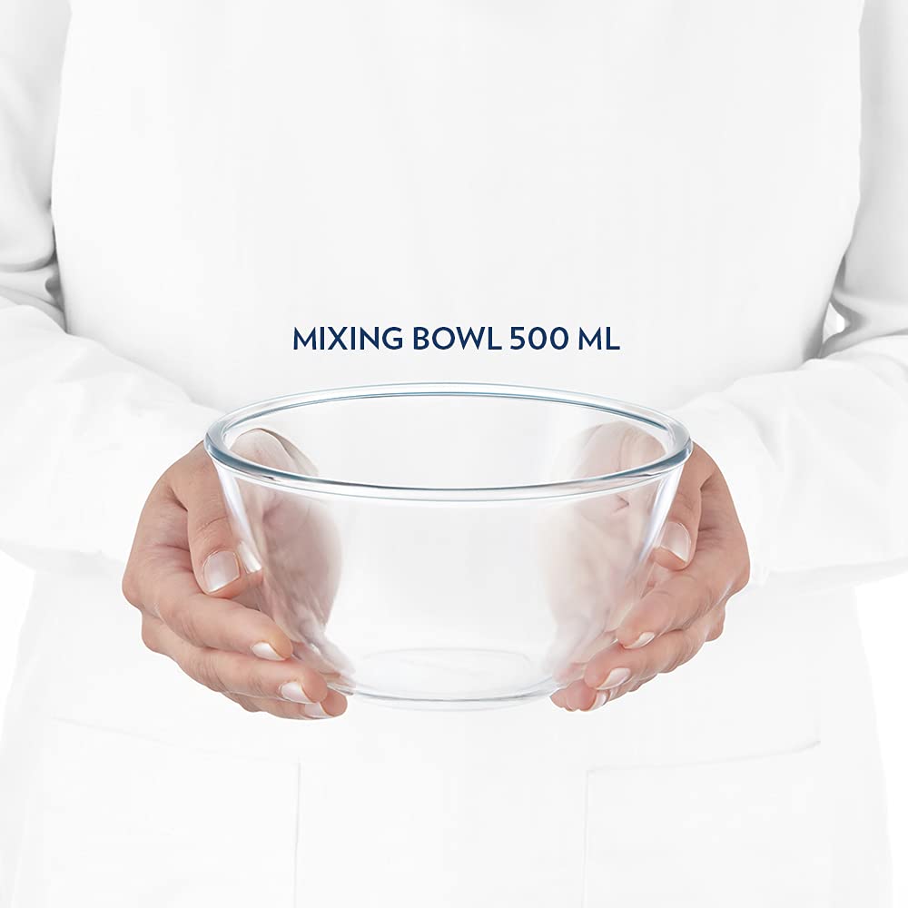 Borosil - Mixing Bowl Microwave Safe Borosilicate Glass 0.5 Ltr Transparent - Ghar Sajawat