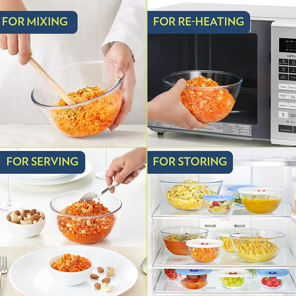 Borosil - Mixing Bowl Microwave Safe Borosilicate Glass 0.5 Ltr Transparent - Ghar Sajawat