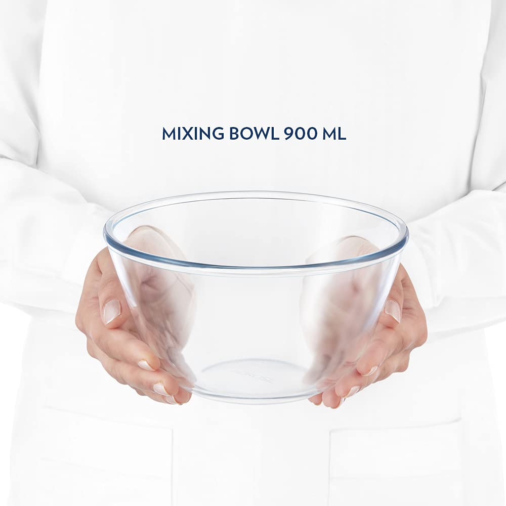 Borosil - Mixing Bowl Microwave Safe Borosilicate Glass 0.9 Ltr Transparent - Ghar Sajawat