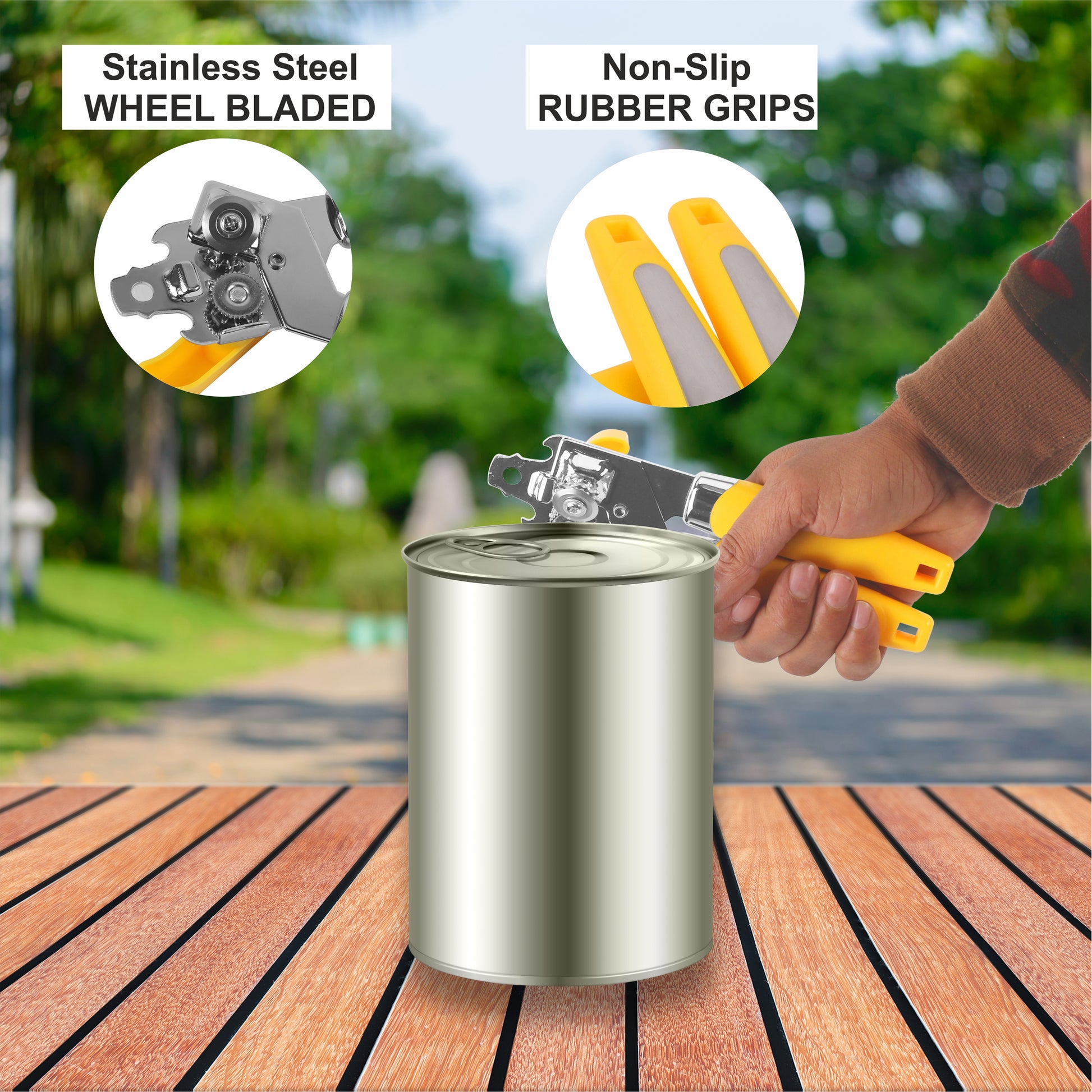 Classy Touch - 3-In-1 Stainless Steel Can Opener Yellow - Ghar Sajawat