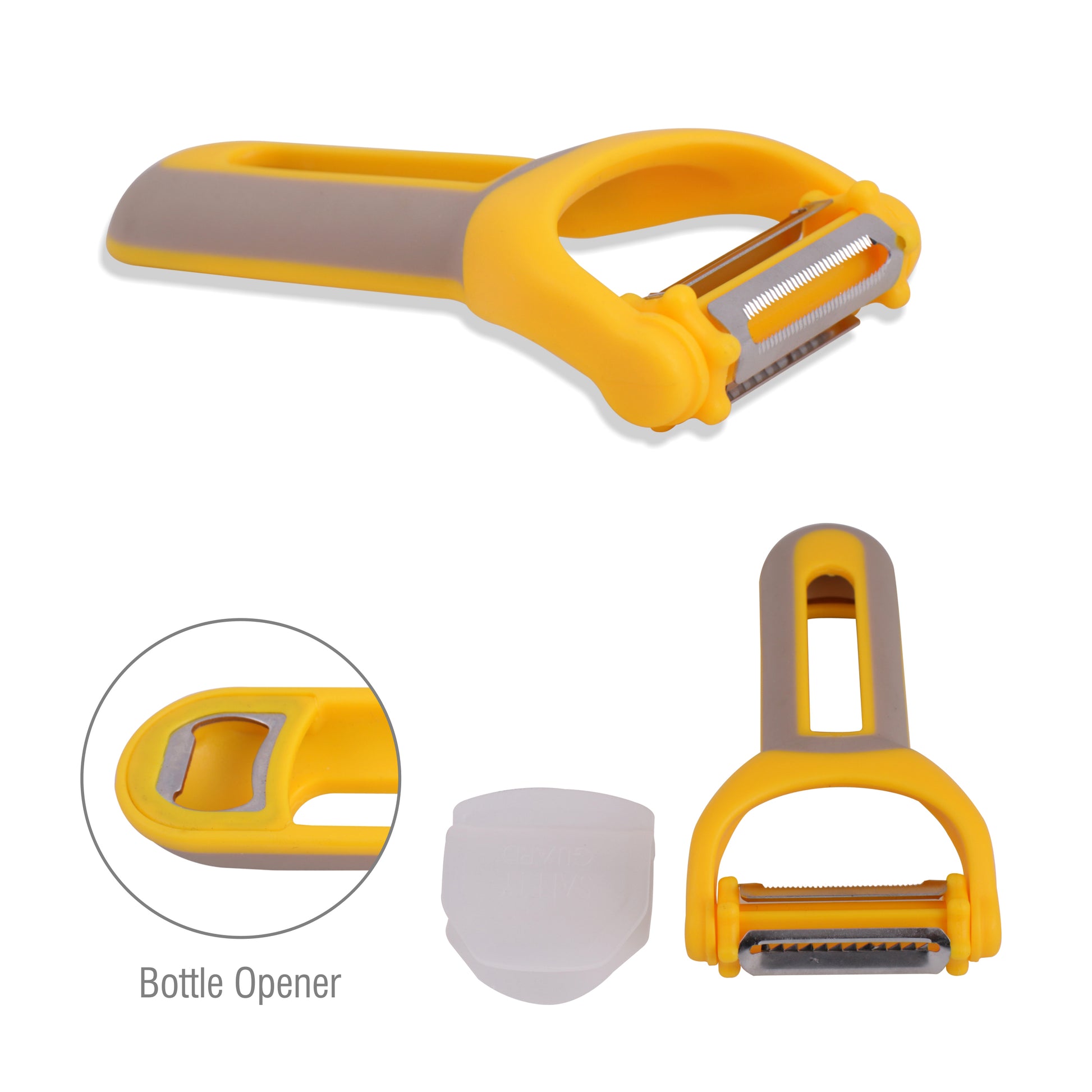 Classy Touch - 4-In-1 Stainless Steel Vegetable Peeler + Bottle Opener Yellow - Ghar Sajawat
