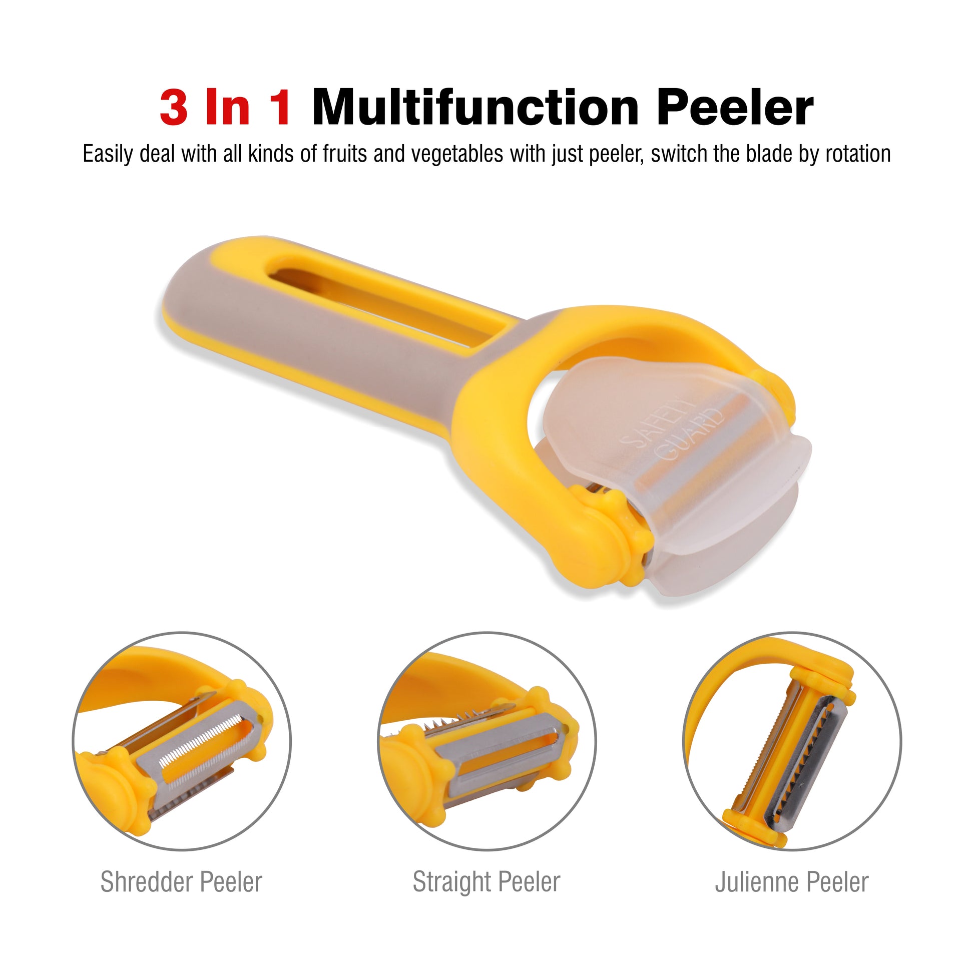 Classy Touch - 4-In-1 Stainless Steel Vegetable Peeler + Bottle Opener Yellow - Ghar Sajawat