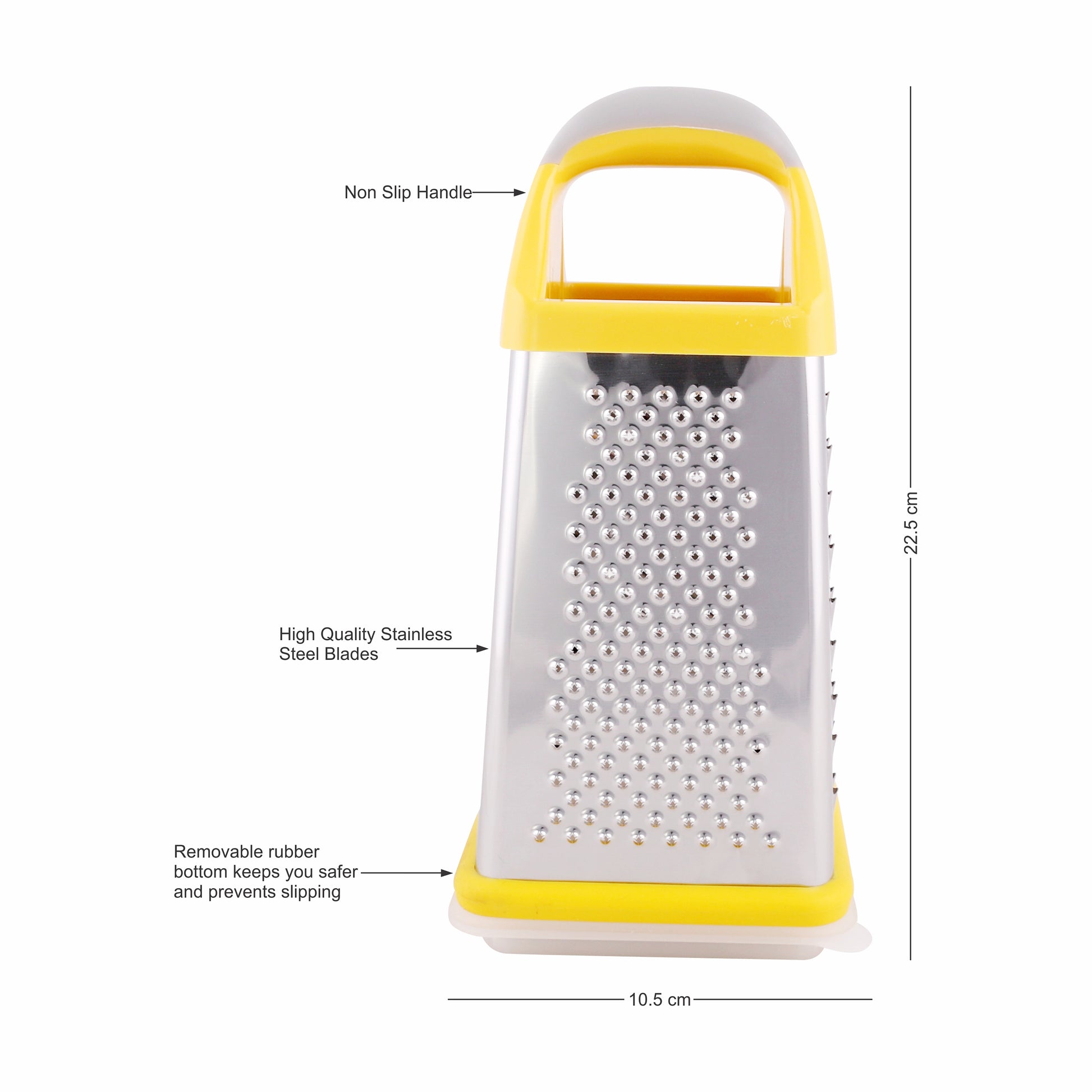 Classy Touch - 4 in 1 Stainless Steel, Silicone Grater With Container Yellow - Ghar Sajawat