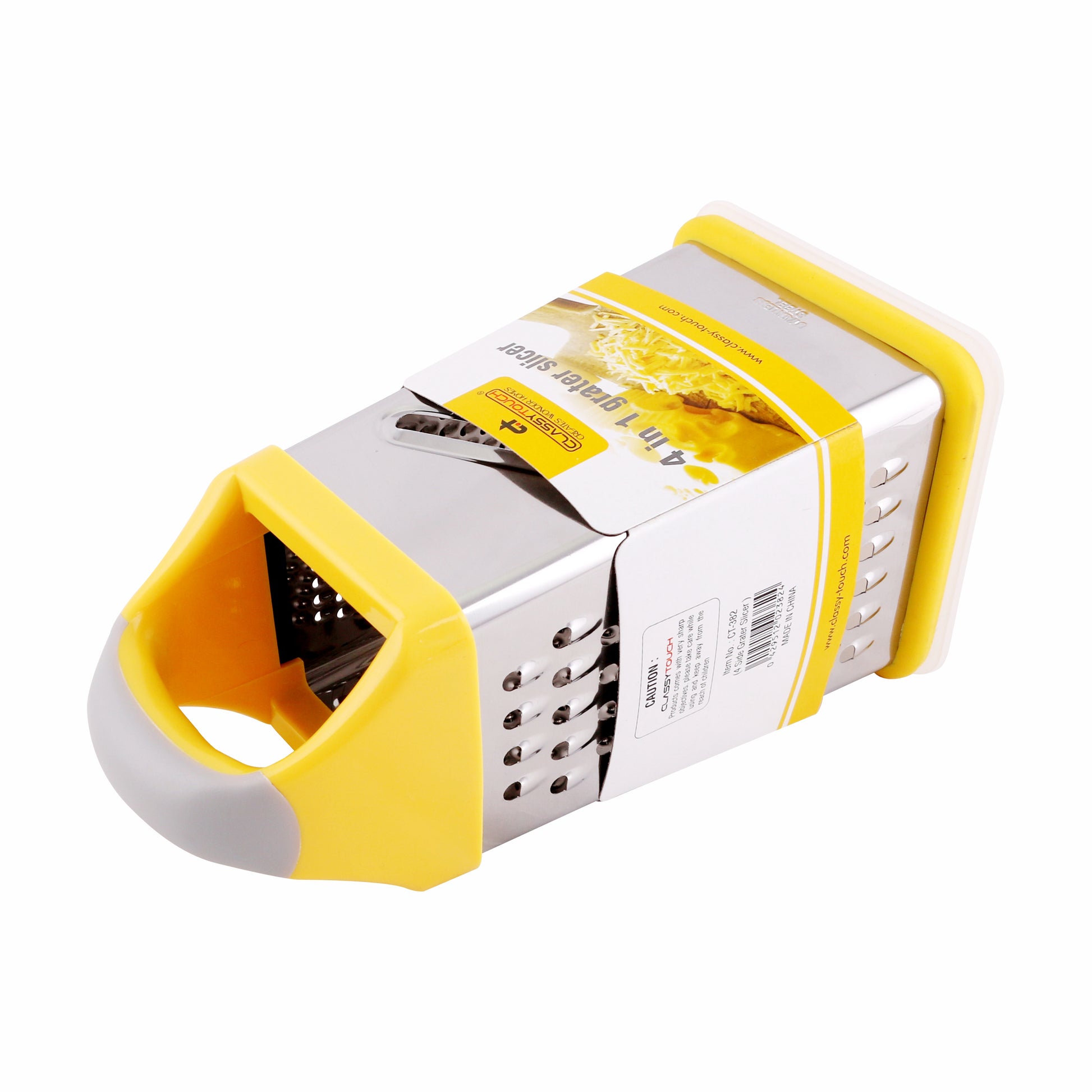 Classy Touch - 4 in 1 Stainless Steel, Silicone Grater With Container Yellow - Ghar Sajawat