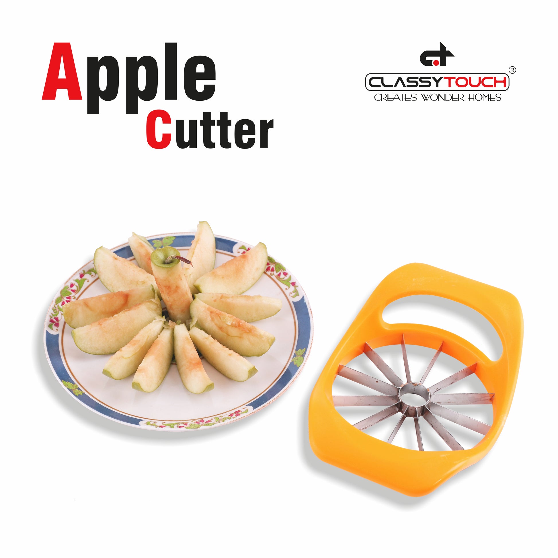 Classy Touch - Apple Cutter Stainless Steel Blades Yellow - Ghar Sajawat