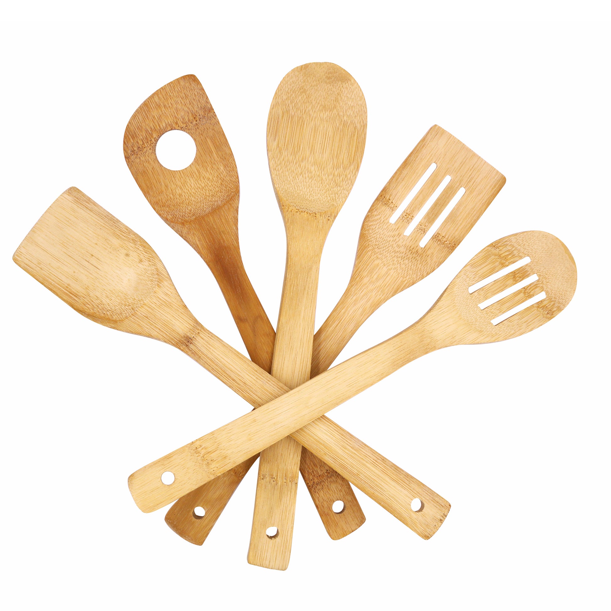 Classy Touch - Bambo Spoon Wood Spoon Set Of 5 Wooden - Ghar Sajawat
