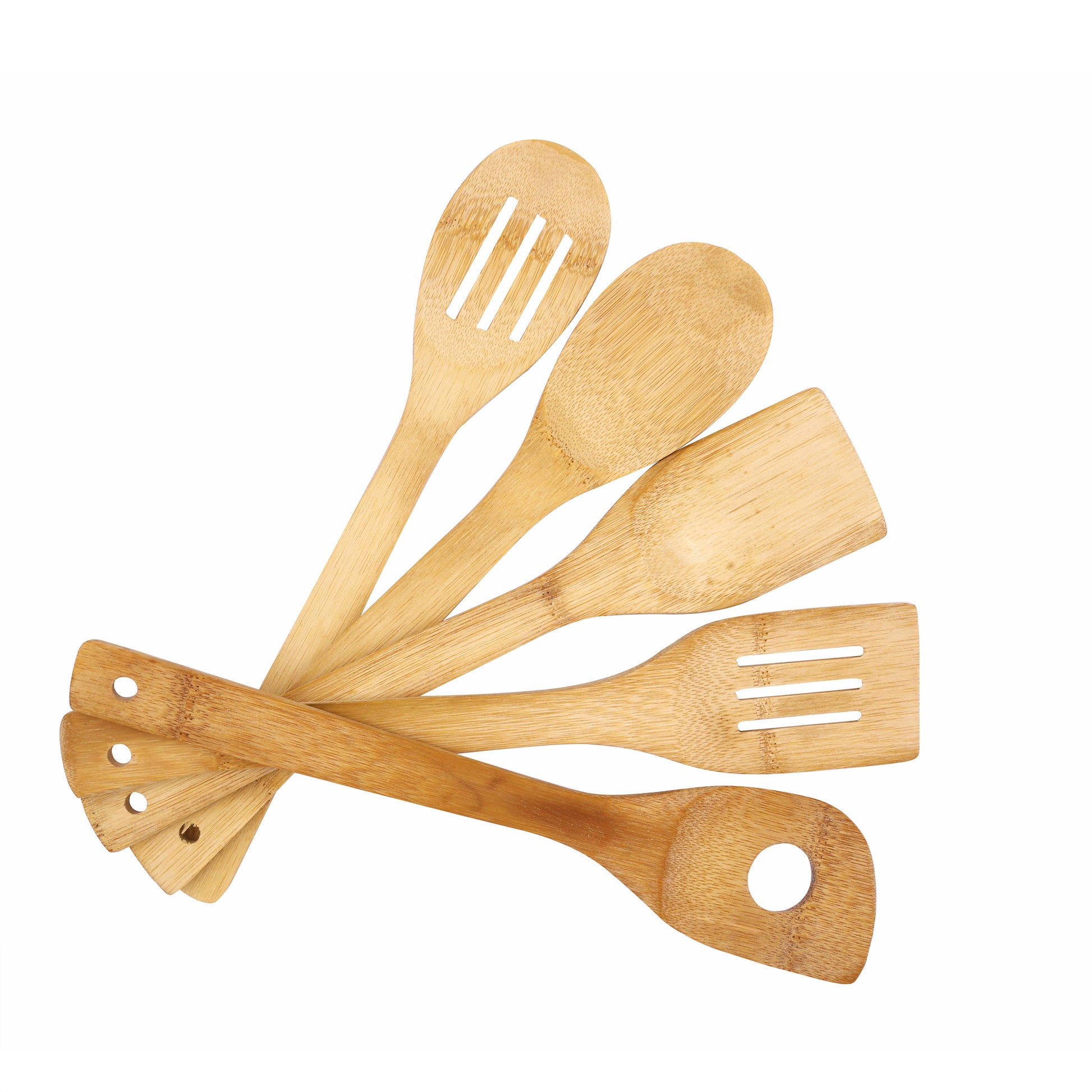 Classy Touch - Bambo Spoon Wood Spoon Set Of 5 Wooden - Ghar Sajawat