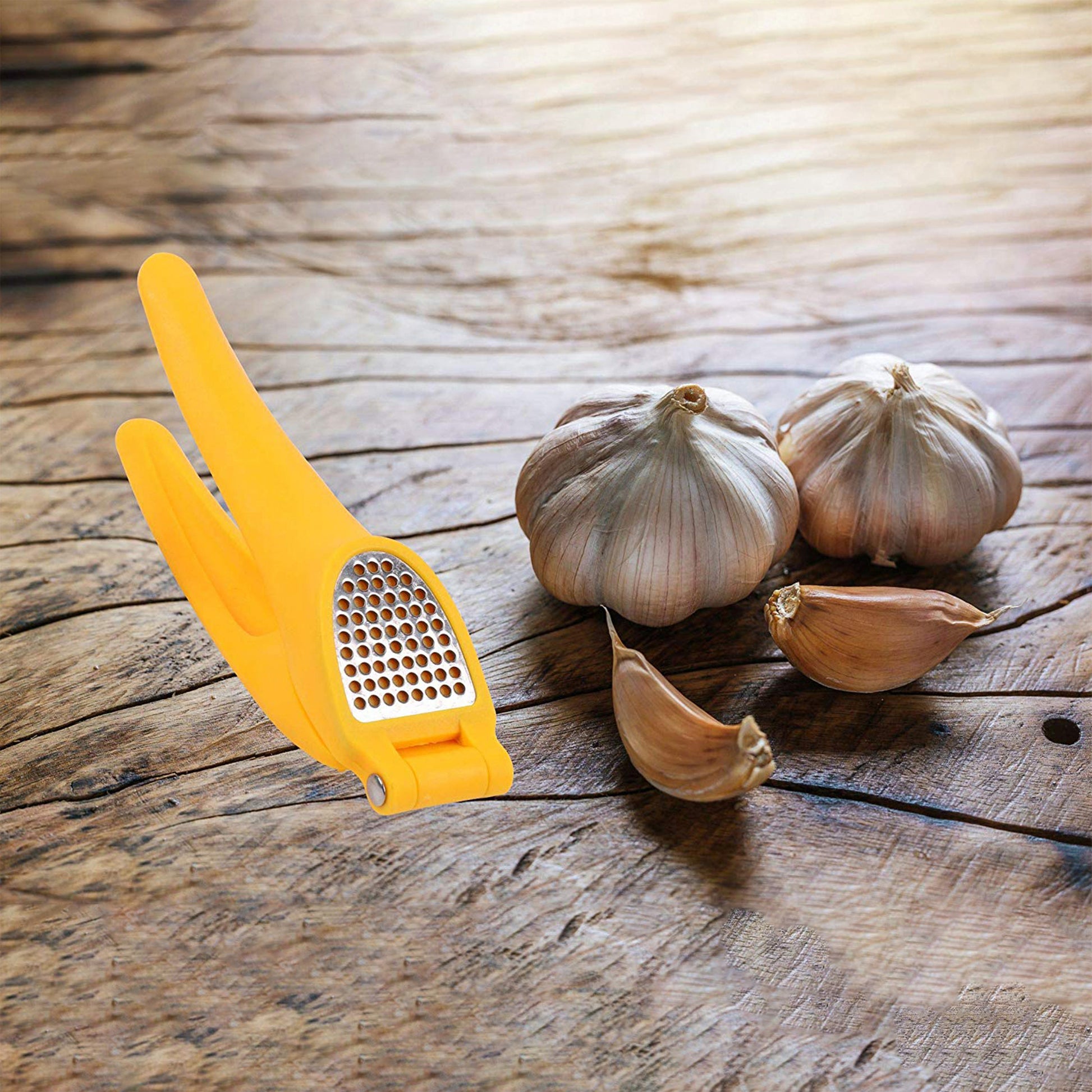 Classy Touch - Garlic Crusher Stainless Steel With ABS Plastic Handle Crusher Yellow - Ghar Sajawat
