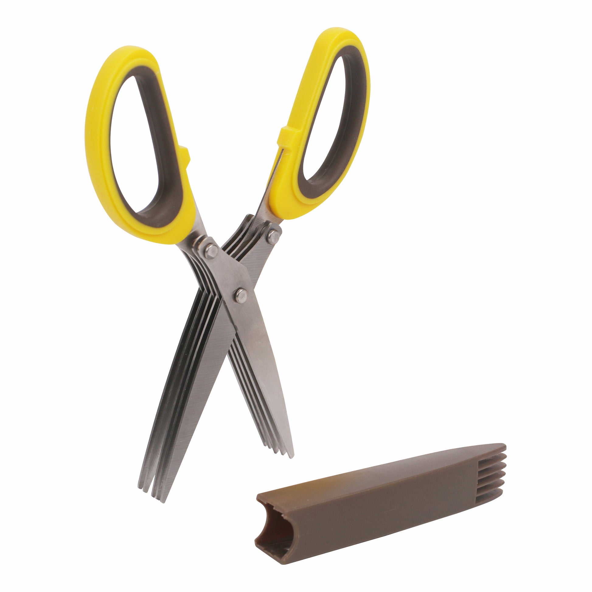 Classy Touch - Herb Scissors Multipurpose Cutting Shears with 5 Stainless Steel Blades Yellow - Ghar Sajawat