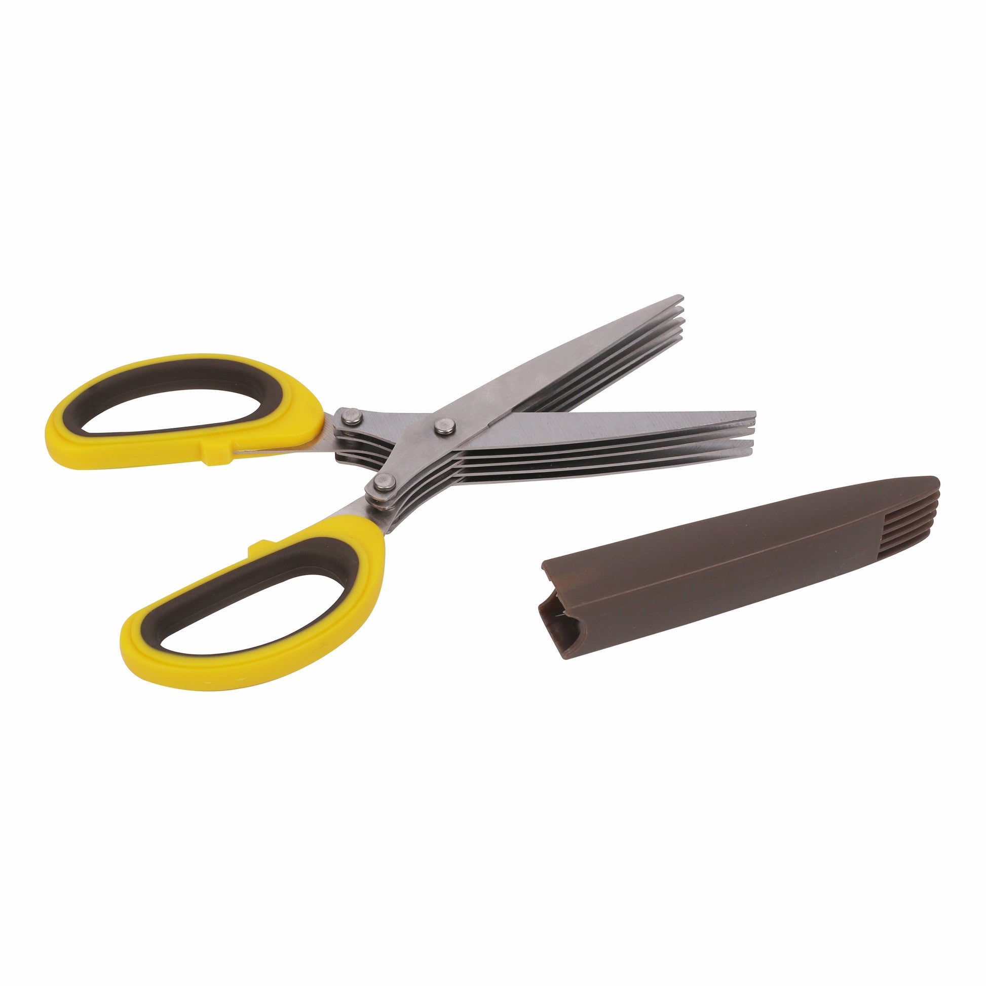 Classy Touch - Herb Scissors Multipurpose Cutting Shears with 5 Stainless Steel Blades Yellow - Ghar Sajawat