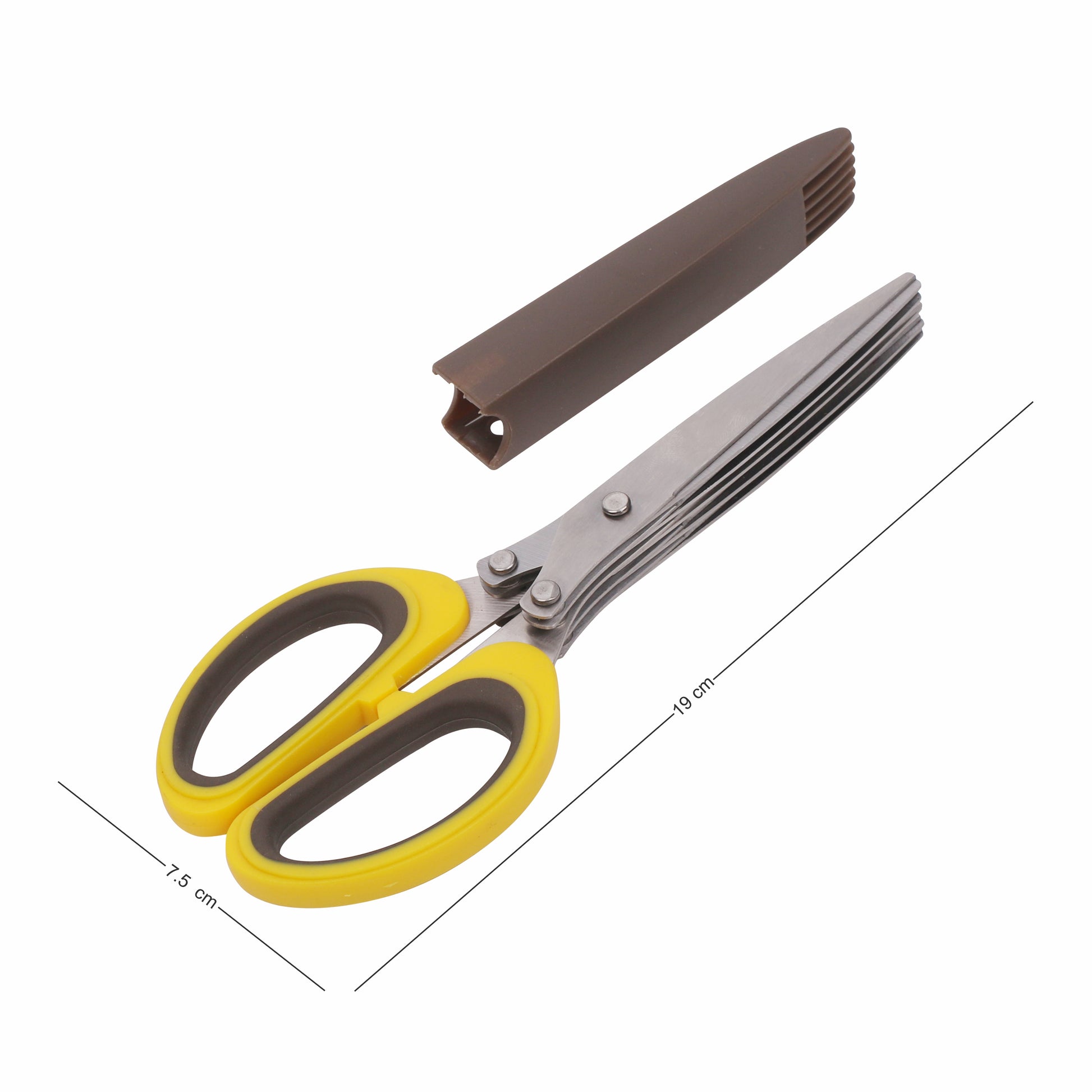 Classy Touch - Herb Scissors Multipurpose Cutting Shears with 5 Stainless Steel Blades Yellow - Ghar Sajawat