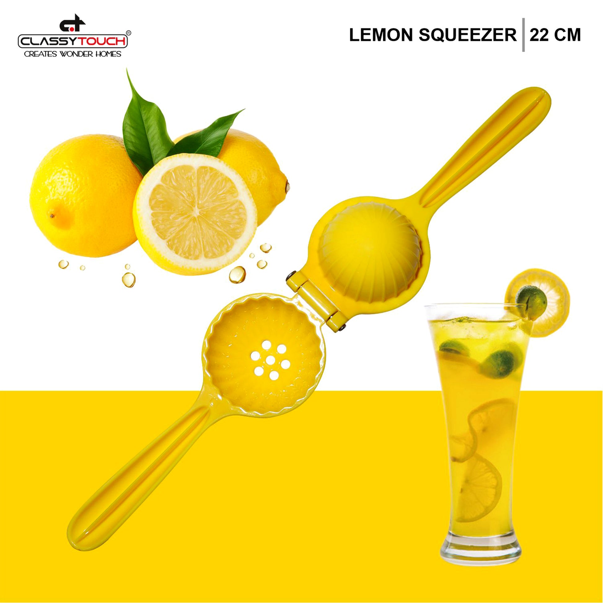 Classy Touch - Lemon Squeezer High Quality ABS Plastic Squeezer Yellow - Ghar Sajawat