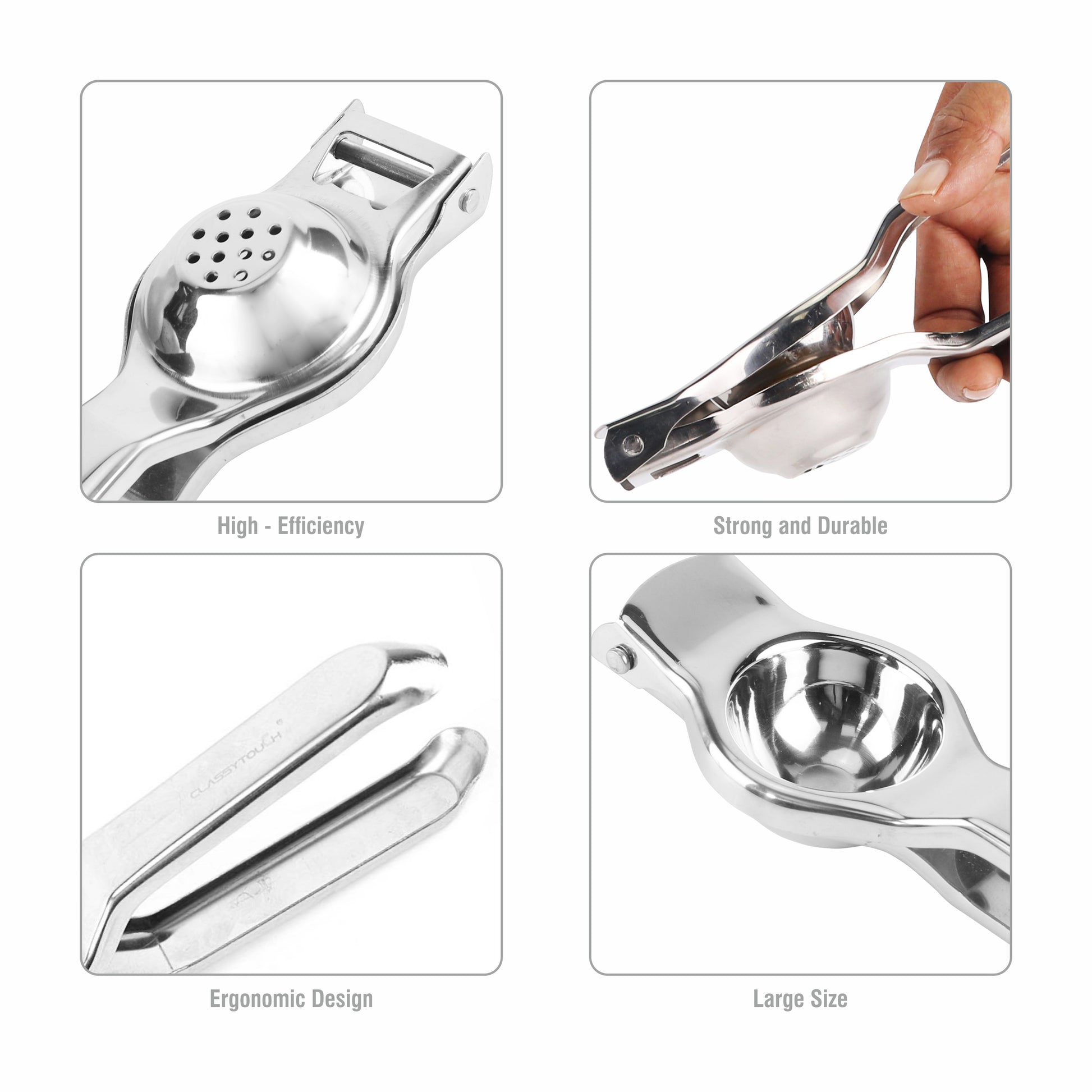 Classy Touch - Lemon Squeezer Stainless Steel With Opner Silver - Ghar Sajawat