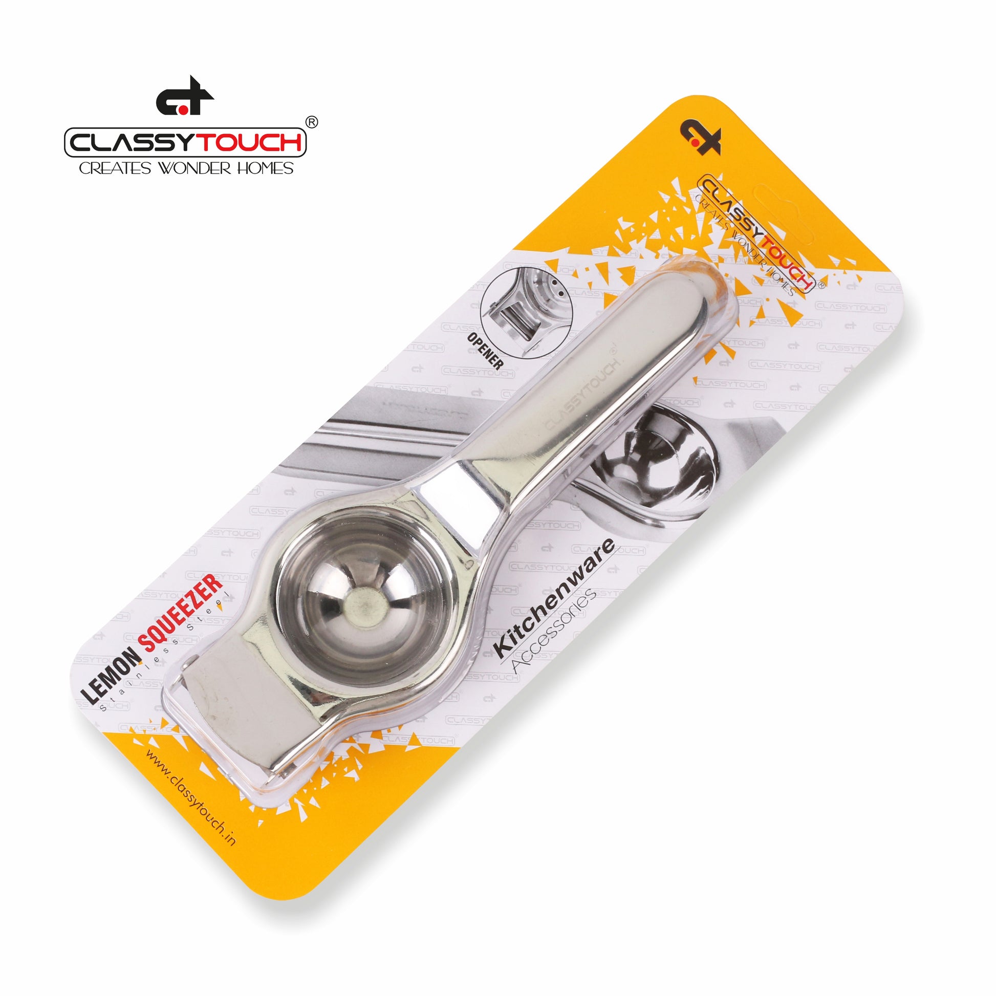 Classy Touch - Lemon Squeezer Stainless Steel With Opner Silver - Ghar Sajawat