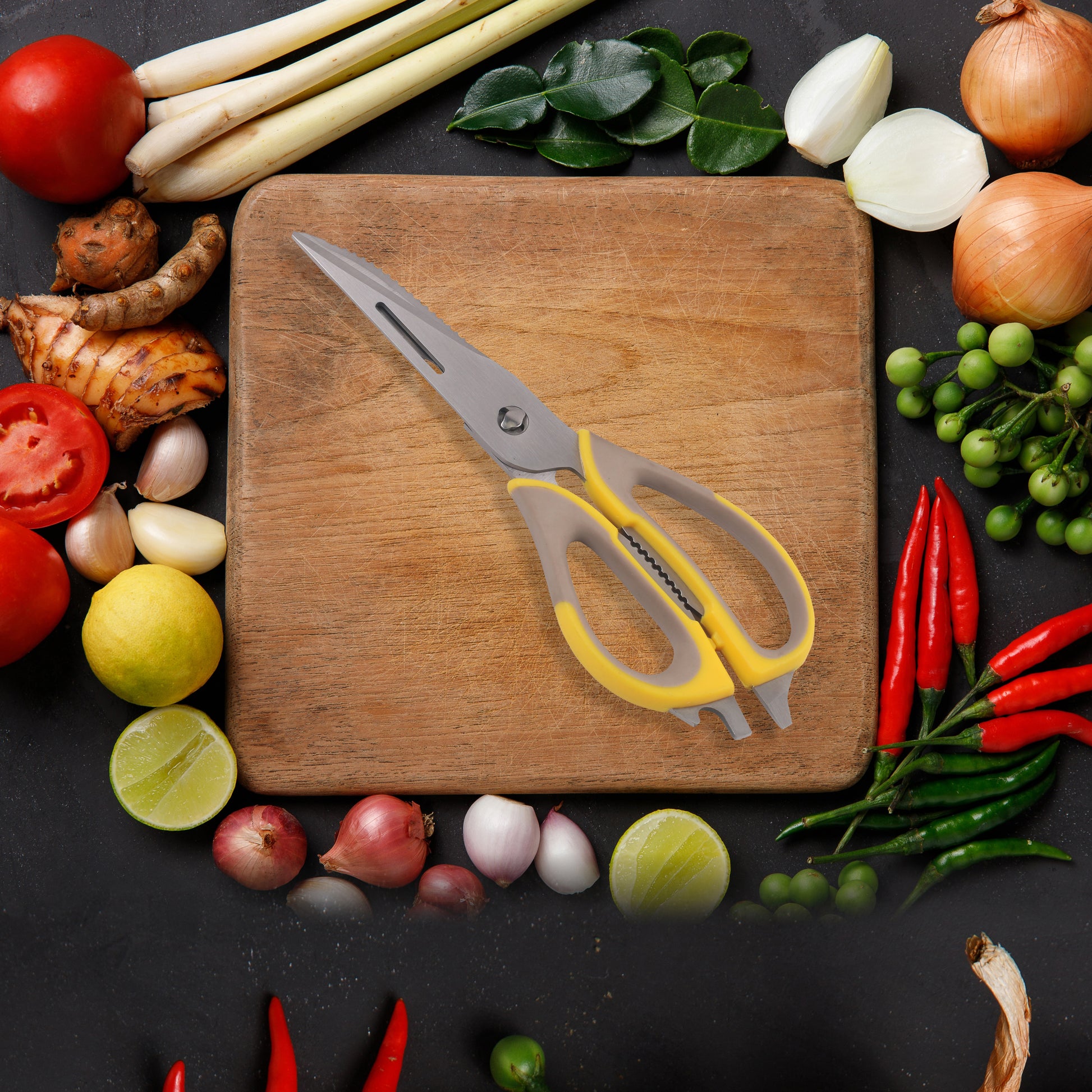 Classy Touch - Multifunctional Scissor Professional Multifunctional Stainless Steel Scissor Yellow - Ghar Sajawat