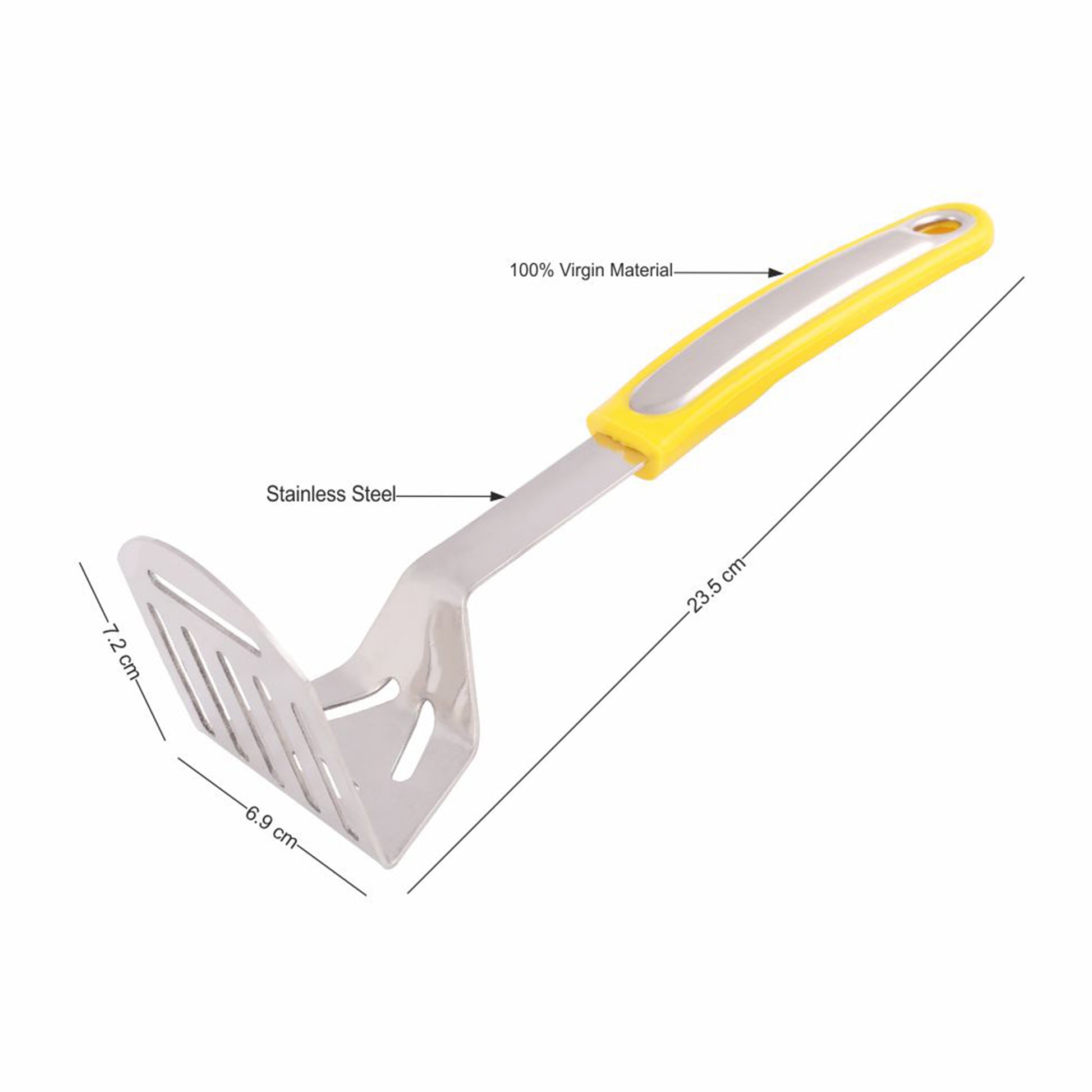 Classy Touch - Potato And Veg Masher Stainless Steel With ABS Plastic Handle Yellow - Ghar Sajawat