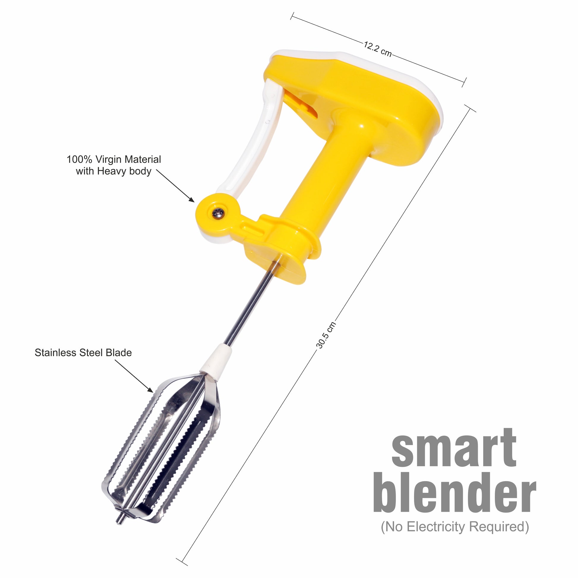 Classy Touch - Smart Blender Stainless Steel And ABS Plastic Hand Blender Yellow - Ghar Sajawat