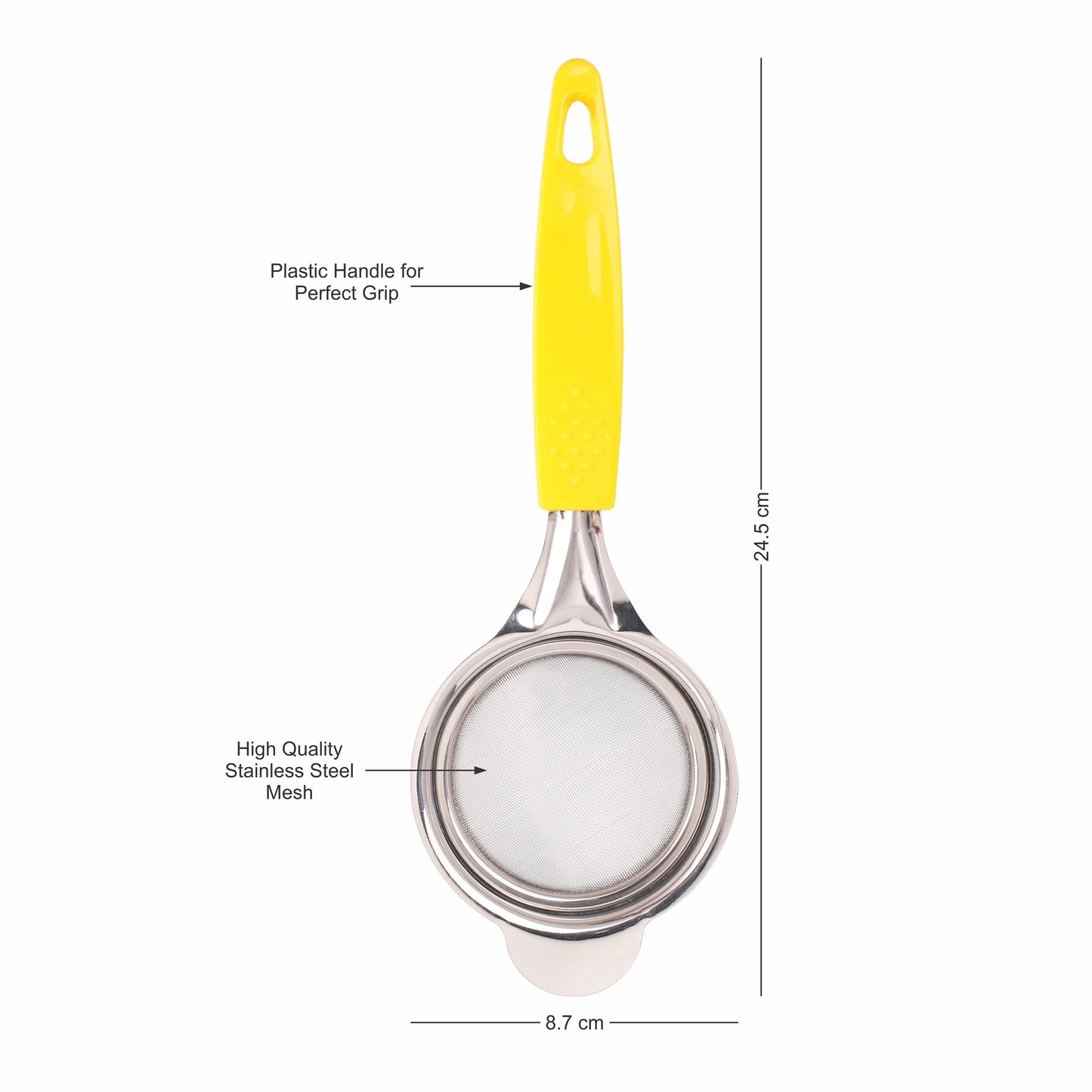 Classy Touch - Tea Strainer Stainless Steel Double Mesh Tea Strainer (Small) Yellow - Ghar Sajawat