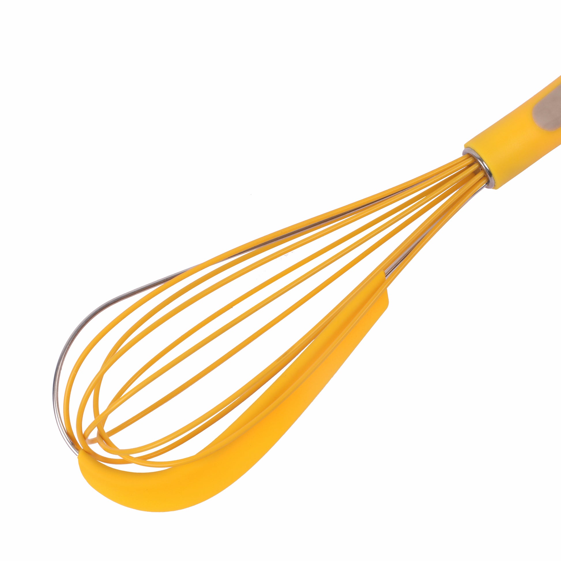 Classy Touch - Whisk Rotation Stainless Steel With Silicone Whisk Yellow - Ghar Sajawat
