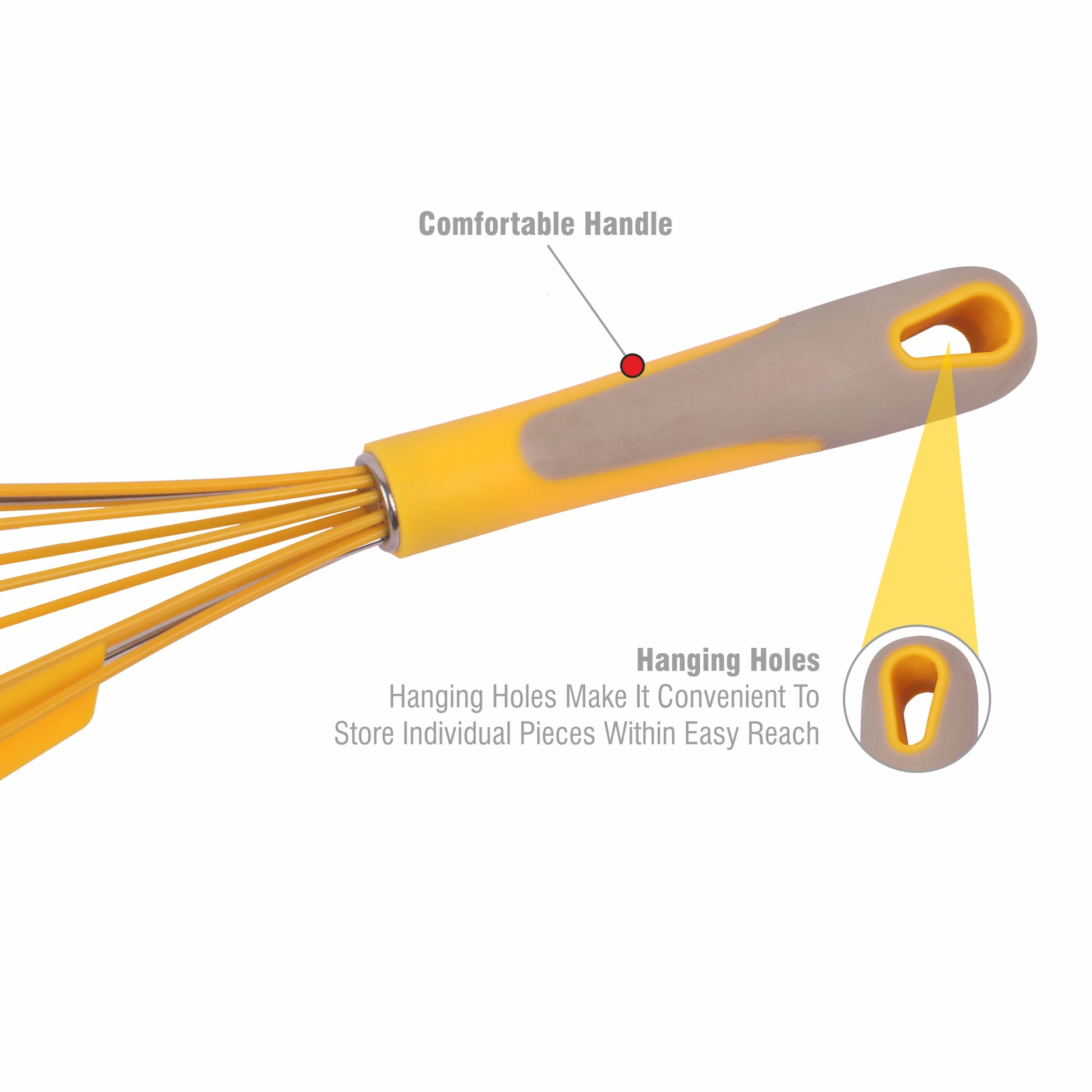 Classy Touch - Whisk Rotation Stainless Steel With Silicone Whisk Yellow - Ghar Sajawat