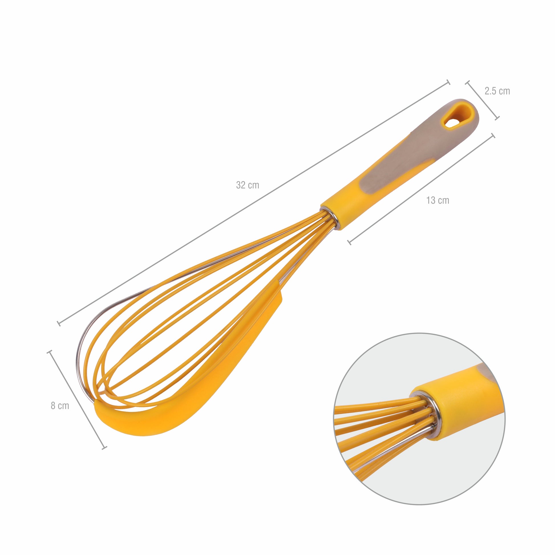 Classy Touch - Whisk Rotation Stainless Steel With Silicone Whisk Yellow - Ghar Sajawat