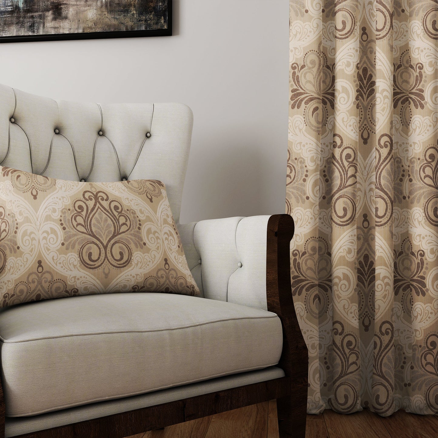 Curtain Street - Irish Medallion Curtain (75002-2) Beige