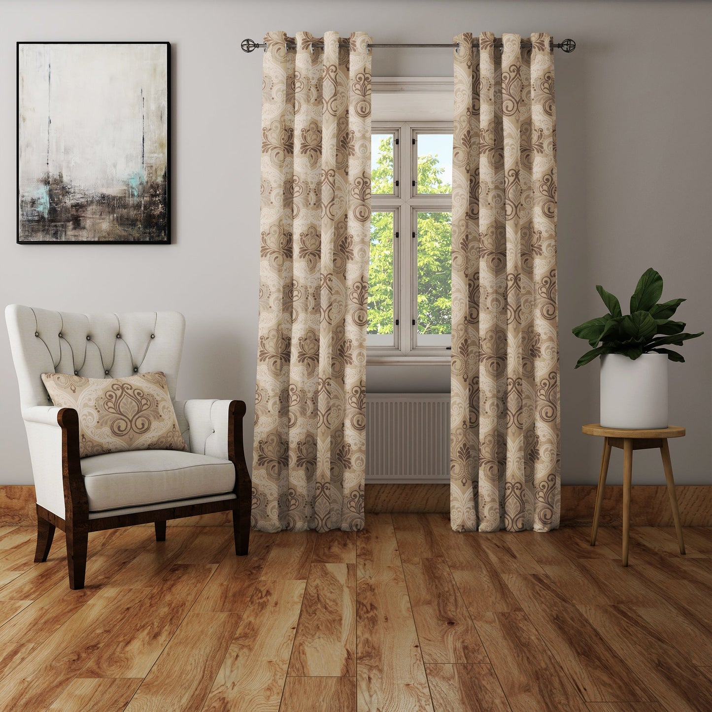 Curtain Street - Irish Medallion Curtain (75002-2) Beige