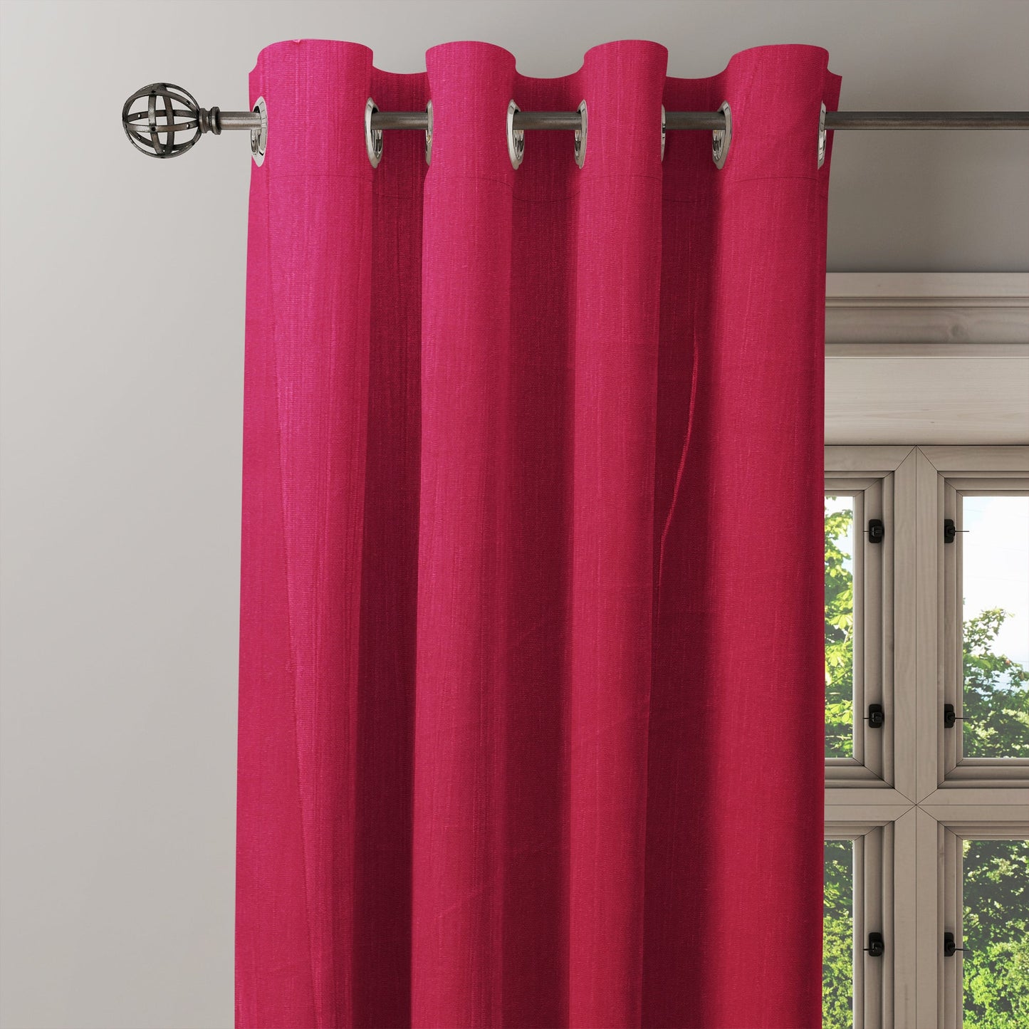 Curtain Street - Long Crush Simple Curtain (14) Dark Pink