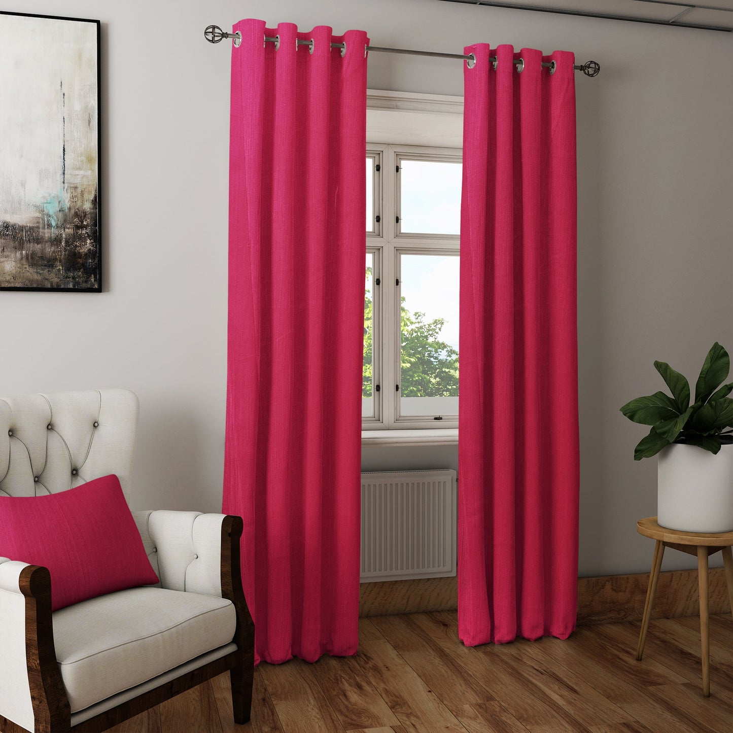 Curtain Street - Long Crush Simple Curtain (14) Dark Pink