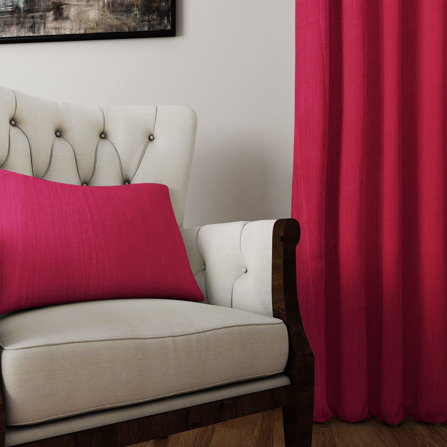 Curtain Street - Long Crush Simple Curtain (14) Dark Pink
