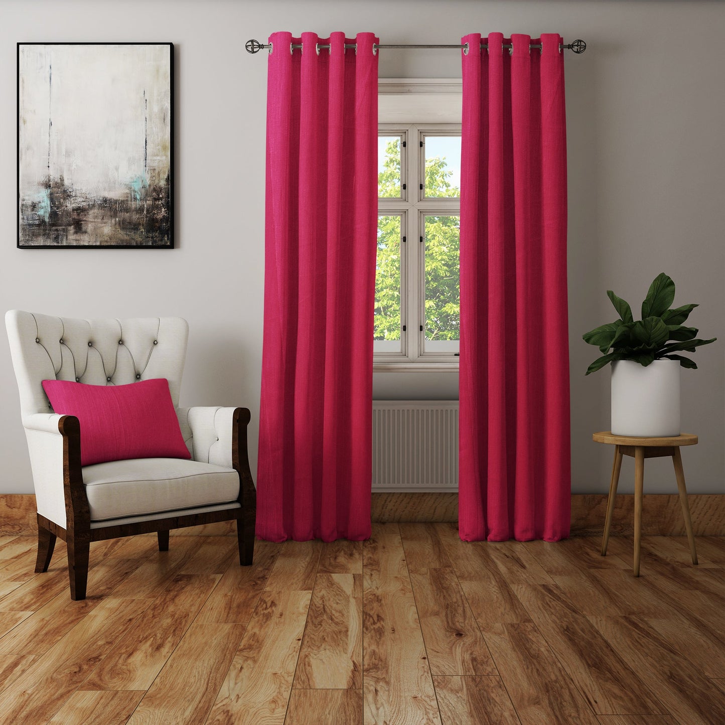 Curtain Street - Long Crush Simple Curtain (14) Dark Pink