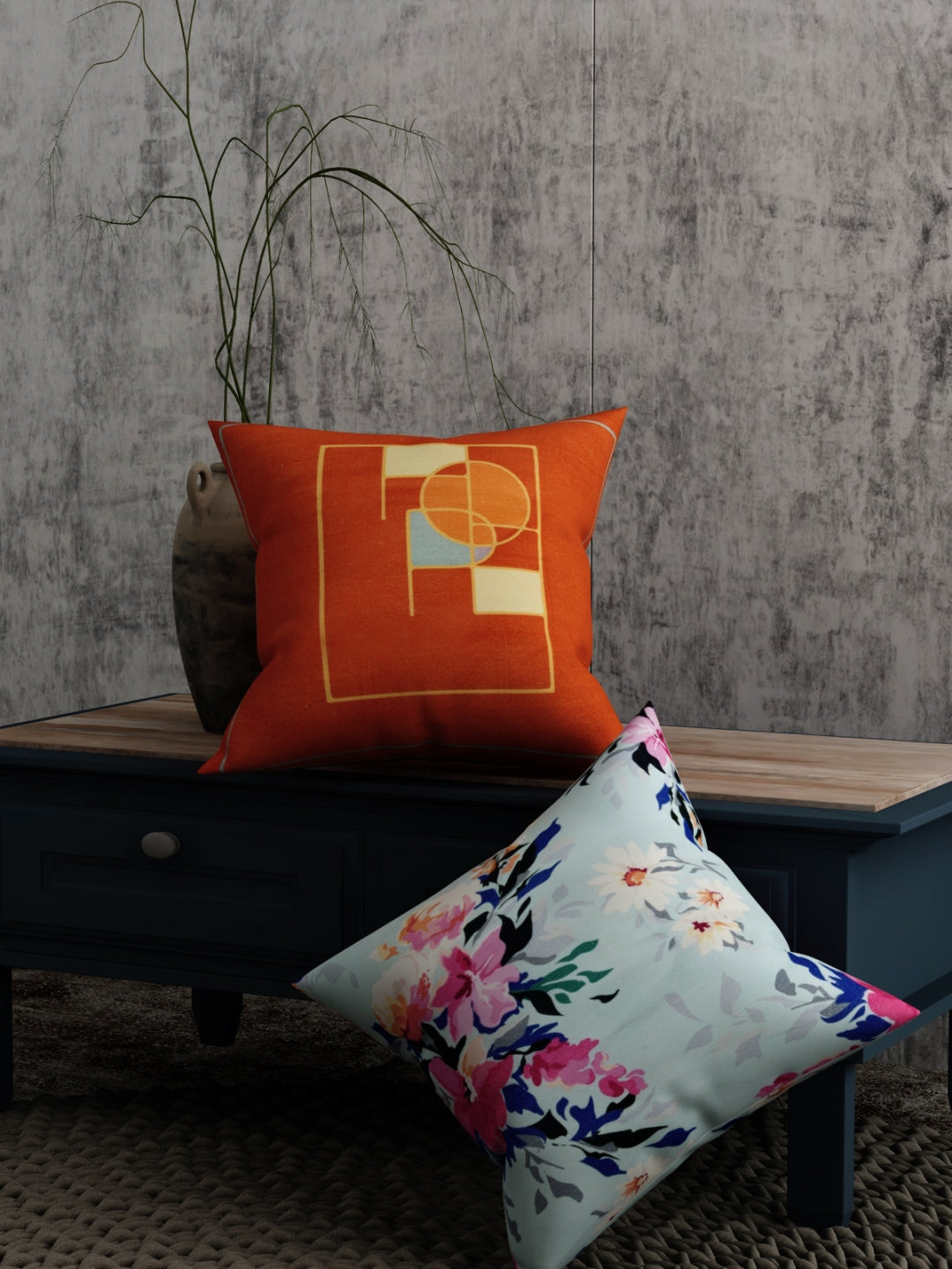 Floral Print Set of 2 Cushion Cover