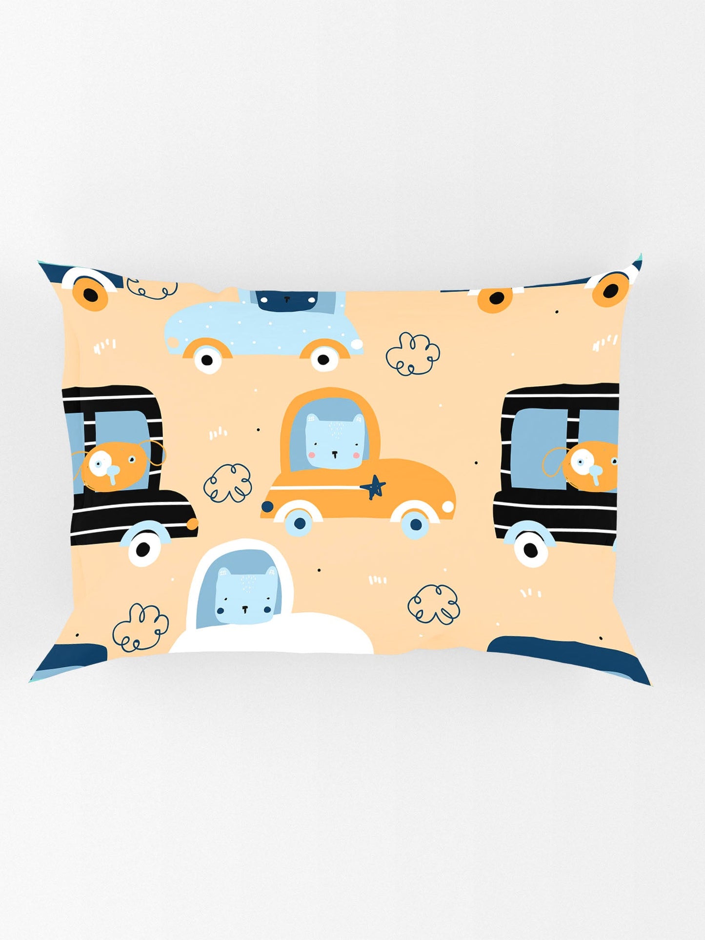 EverHome Blue Conversational Print 100%Cotton Single Bedsheet with 1 Pillow Cover (150X224 cm)