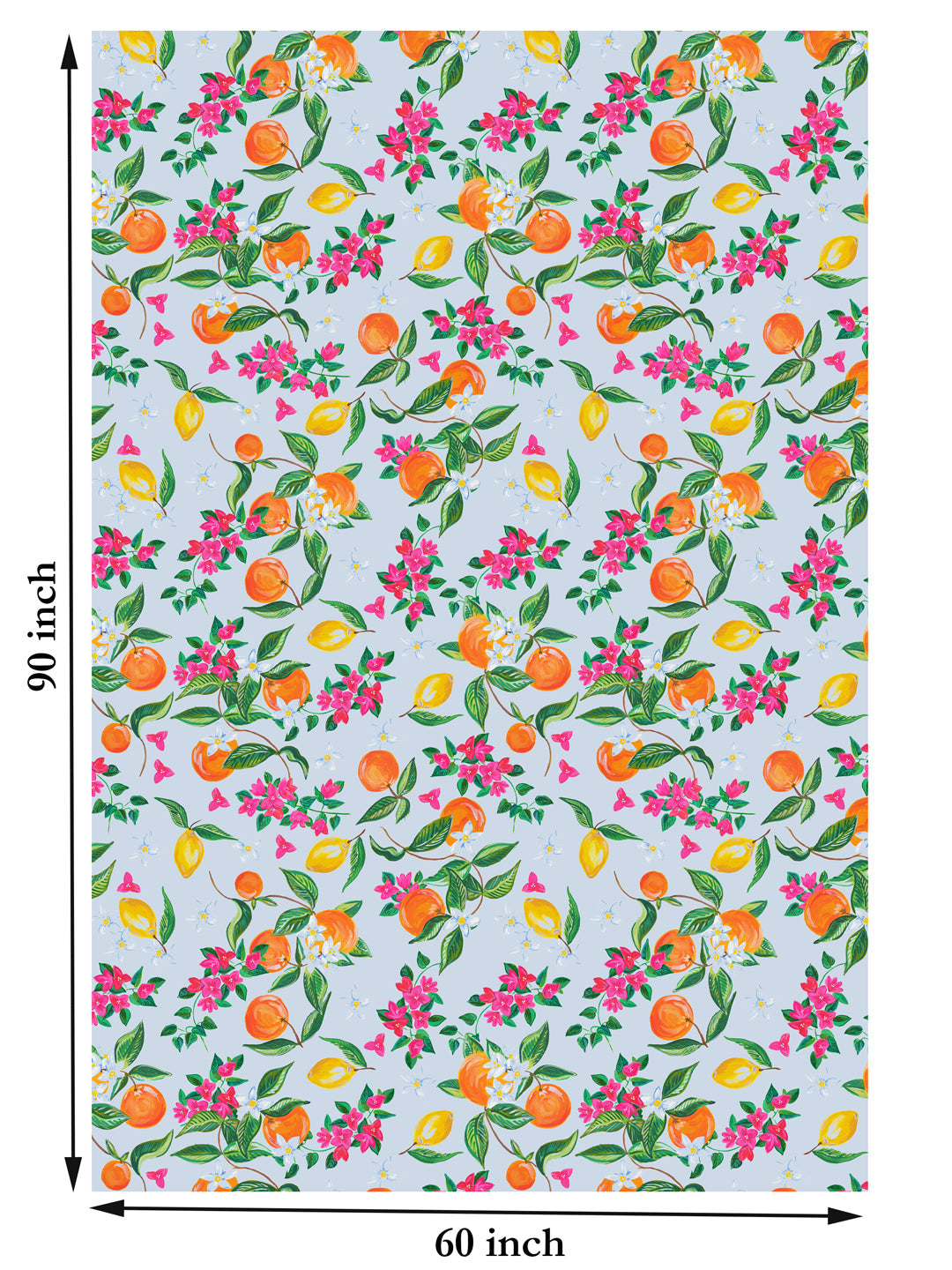Blue Fruits and Flowers Printed 6 Seater Table Cover