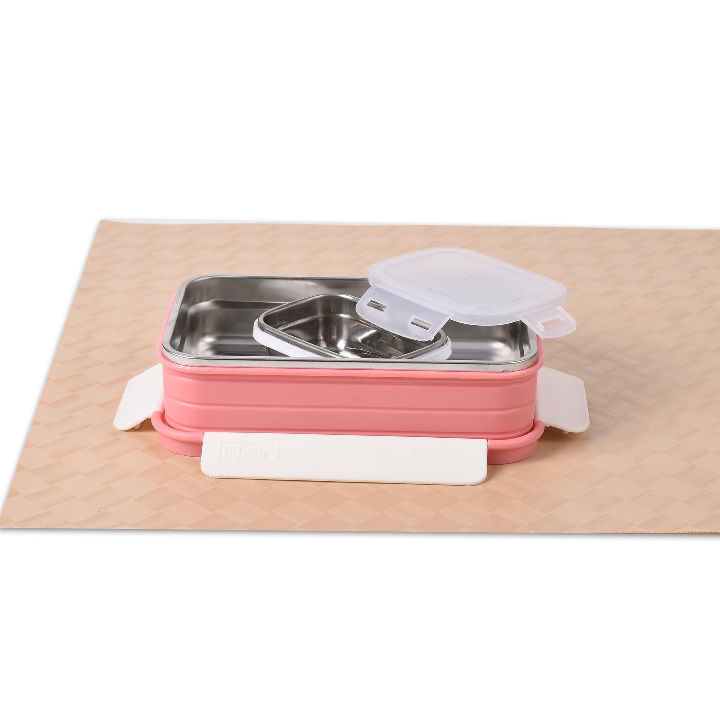 Flair - Trendy Large Stainless Steel Lunch Box 1Pcs (900ML) Pink - Ghar Sajawat