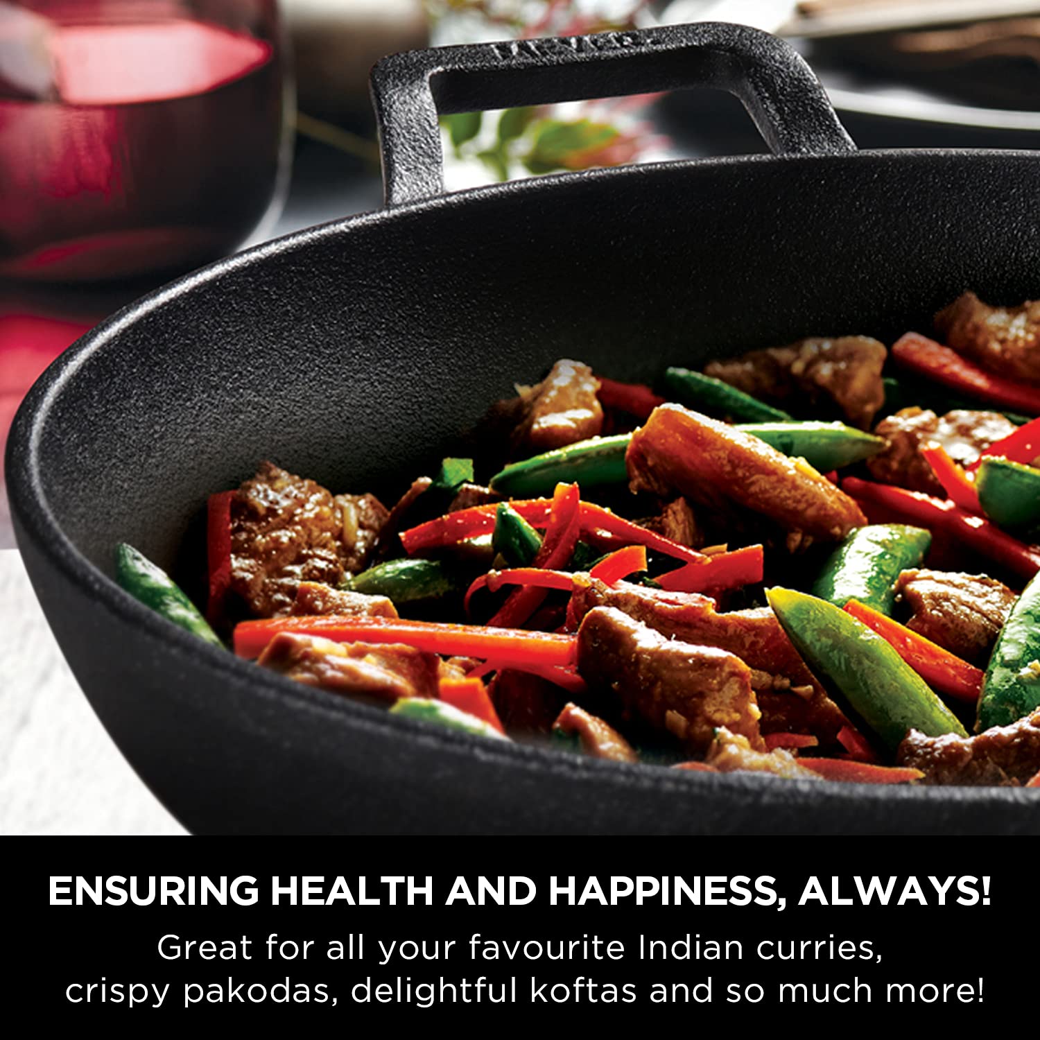 Meyer - PreSeasoned Kadai Cast Iron TOXIN-Free 30 Cm - 5.1 Ltr Black - Ghar Sajawat