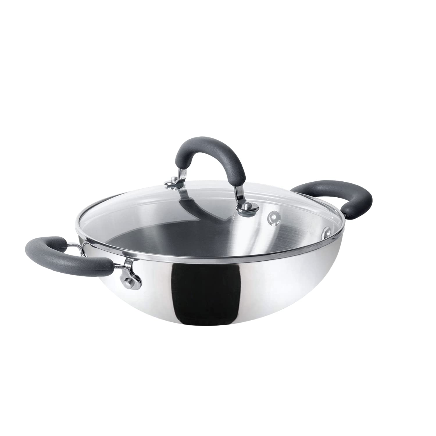 Meyer - Trivantage Kadai Triply Stainless Steel 30 Cm - 5.1 Ltr Silver - Ghar Sajawat