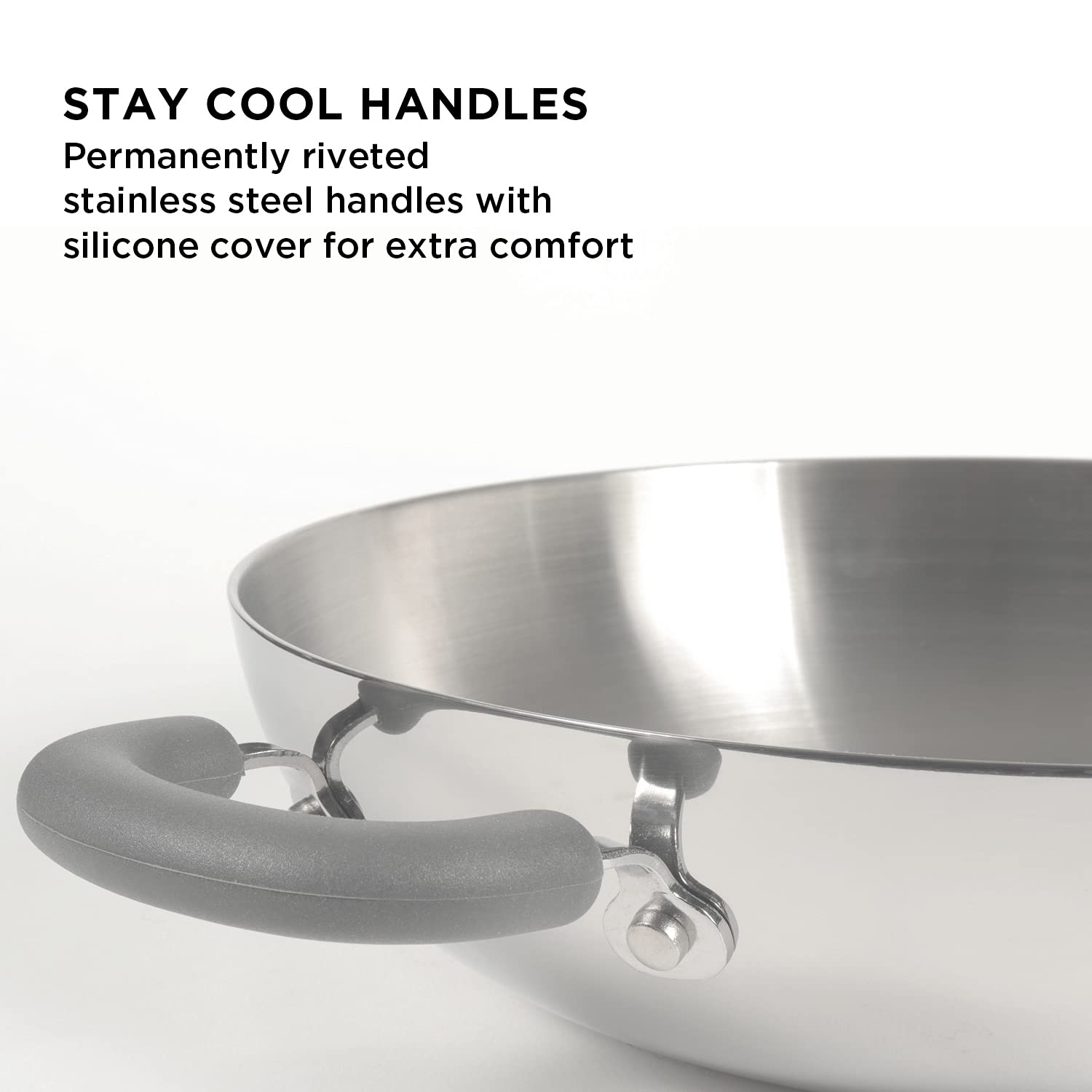 Meyer - Trivantage Kadai Triply Stainless Steel 30 Cm - 5.1 Ltr Silver - Ghar Sajawat