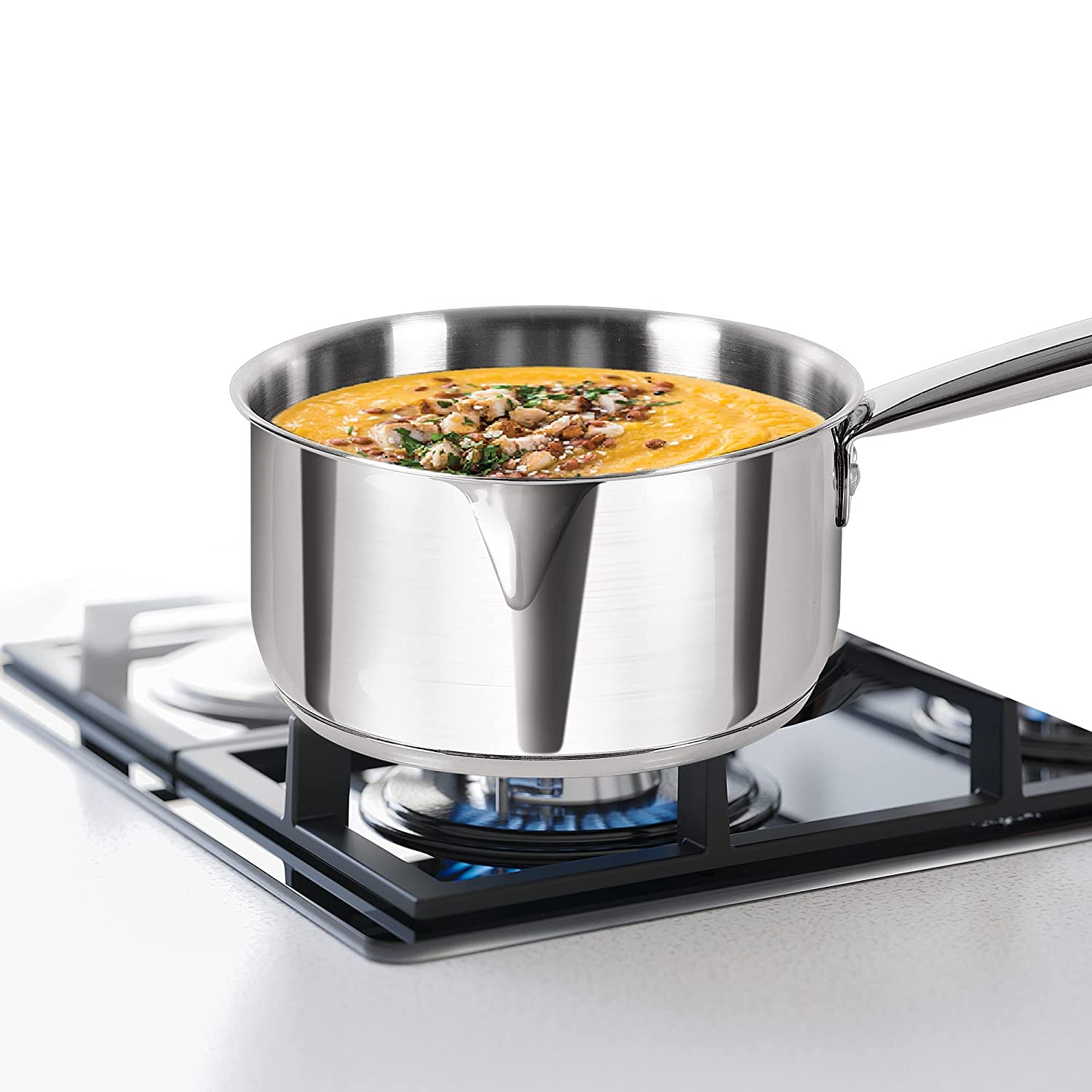 Milton - Procook Sauce Pan Bottom TriPly Stainless Steel 18 Cm - 2.3 Ltr Silver - Ghar Sajawat