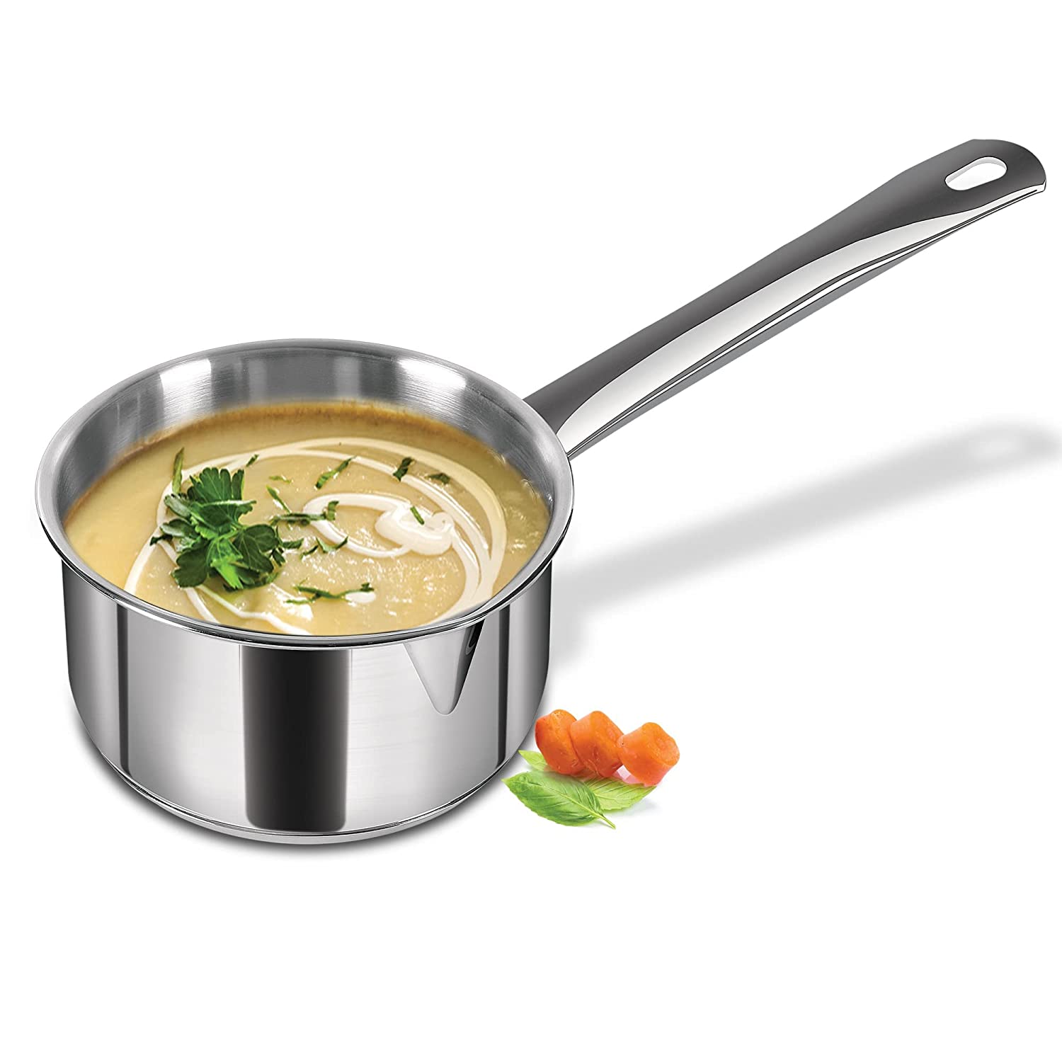 Milton - Procook Sauce Pan Bottom TriPly Stainless Steel 18 Cm - 2.3 Ltr Silver - Ghar Sajawat