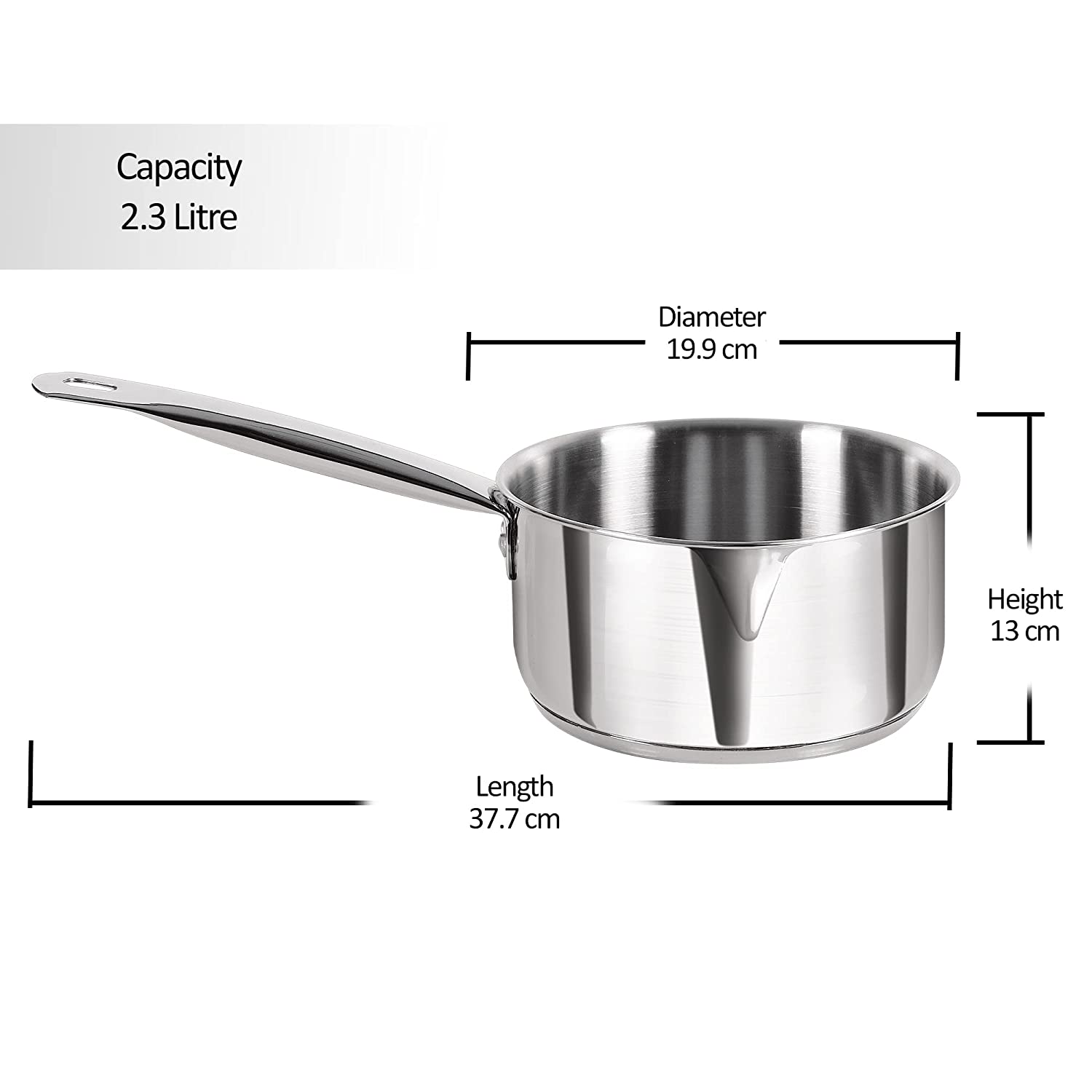 Milton - Procook Sauce Pan Bottom TriPly Stainless Steel 18 Cm - 2.3 Ltr Silver - Ghar Sajawat