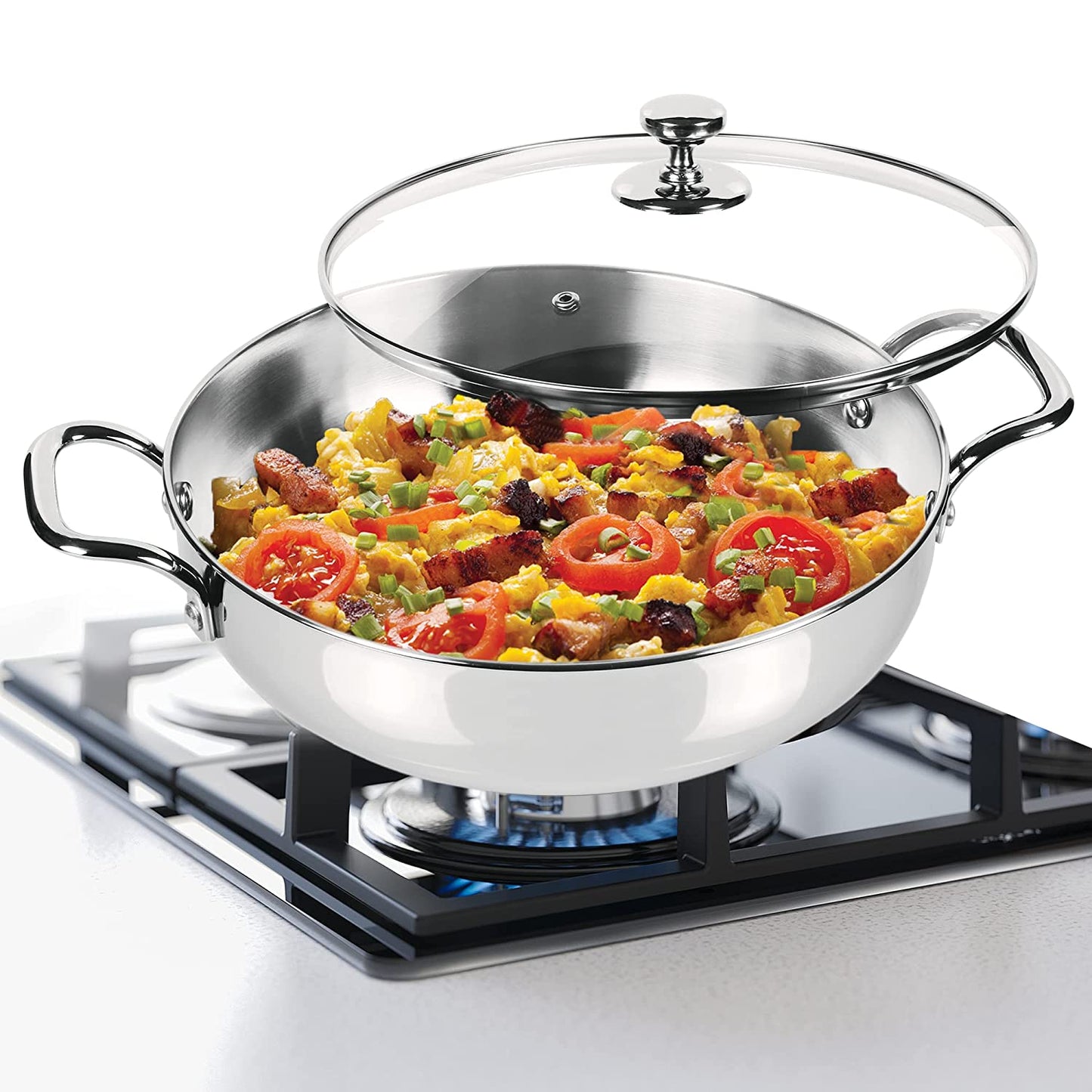 Milton - Procook Kadai Bottom TriPly Stainless Steel 28 Cm - 4.4 Ltr Silver - Ghar Sajawat