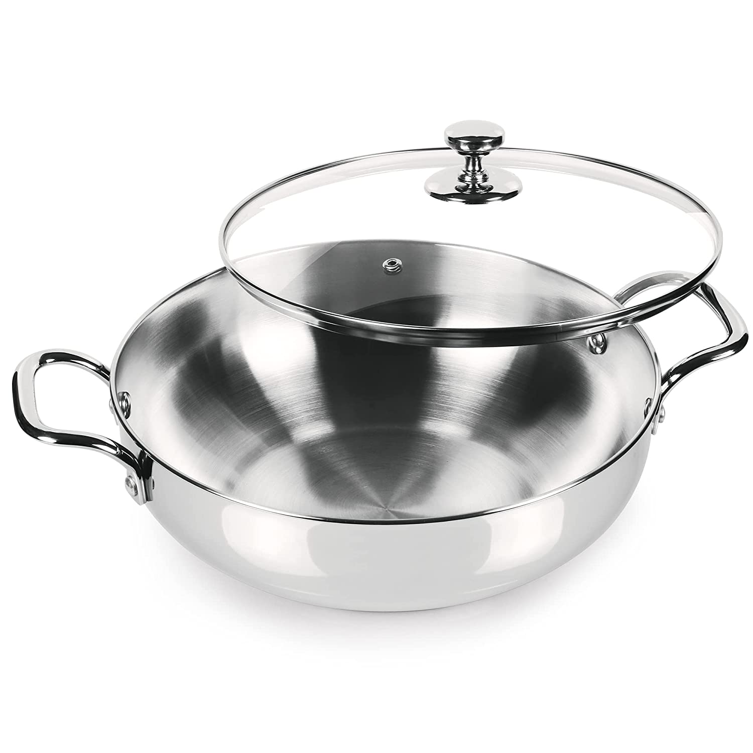 Milton - Procook Kadai Bottom TriPly Stainless Steel 28 Cm - 4.4 Ltr Silver - Ghar Sajawat
