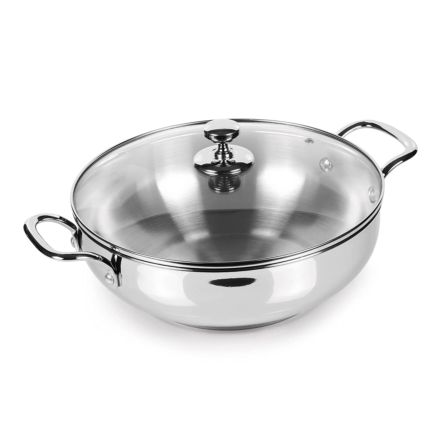 Milton - Procook Kadai Bottom TriPly Stainless Steel 28 Cm - 4.4 Ltr Silver - Ghar Sajawat