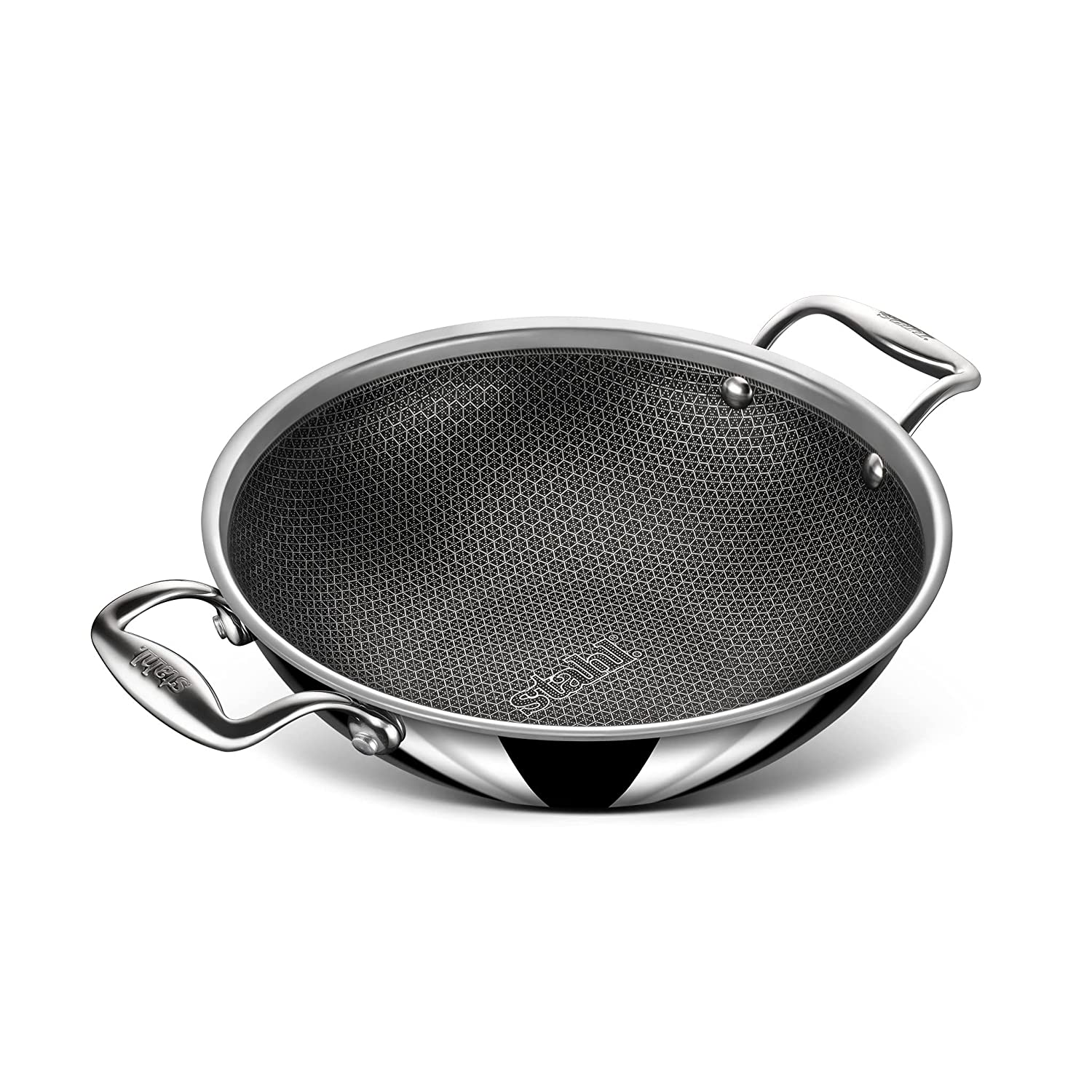 Stahl - Hybrid Kadai Non-Stick Triply Stainless Steel 28 Cm - 4.4 Ltr Silver - Ghar Sajawat