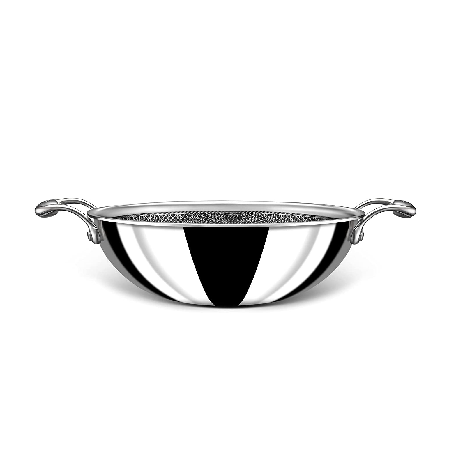 Stahl - Hybrid Kadai Non-Stick Triply Stainless Steel 28 Cm - 4.4 Ltr Silver - Ghar Sajawat